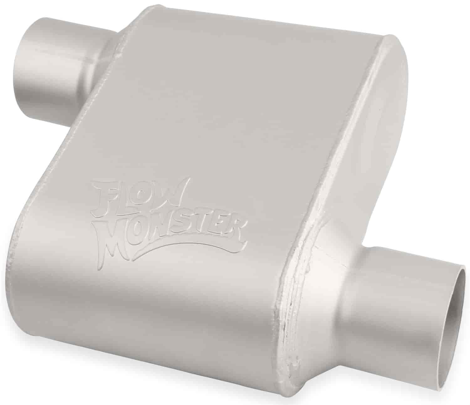 FlowMonster 1-Chamber Muffler - Offset In/Offset Out: 2.500 in.