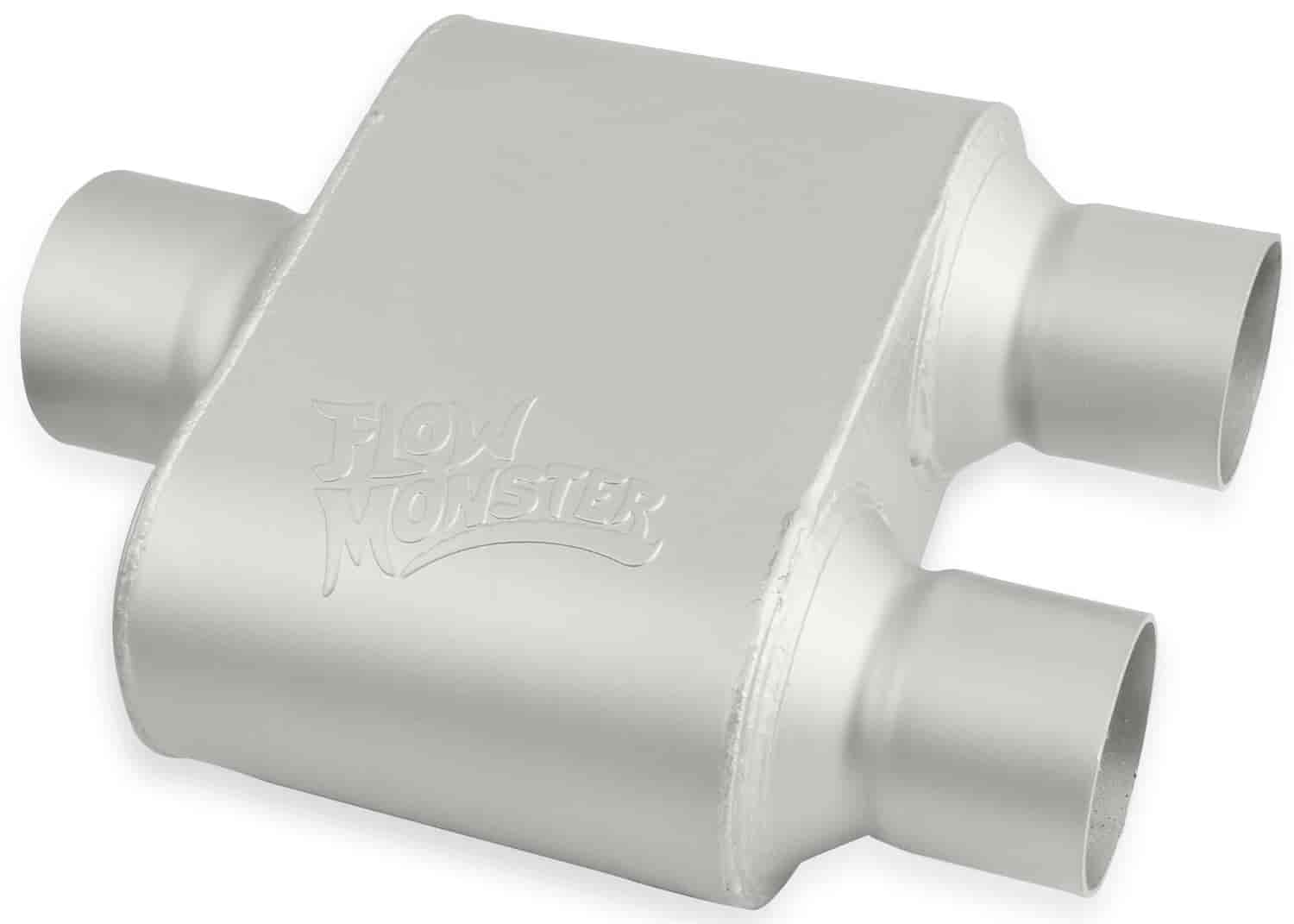 FlowMonster 1-Chamber Muffler - Center In/Dual Out: 3 in./2.500 in.