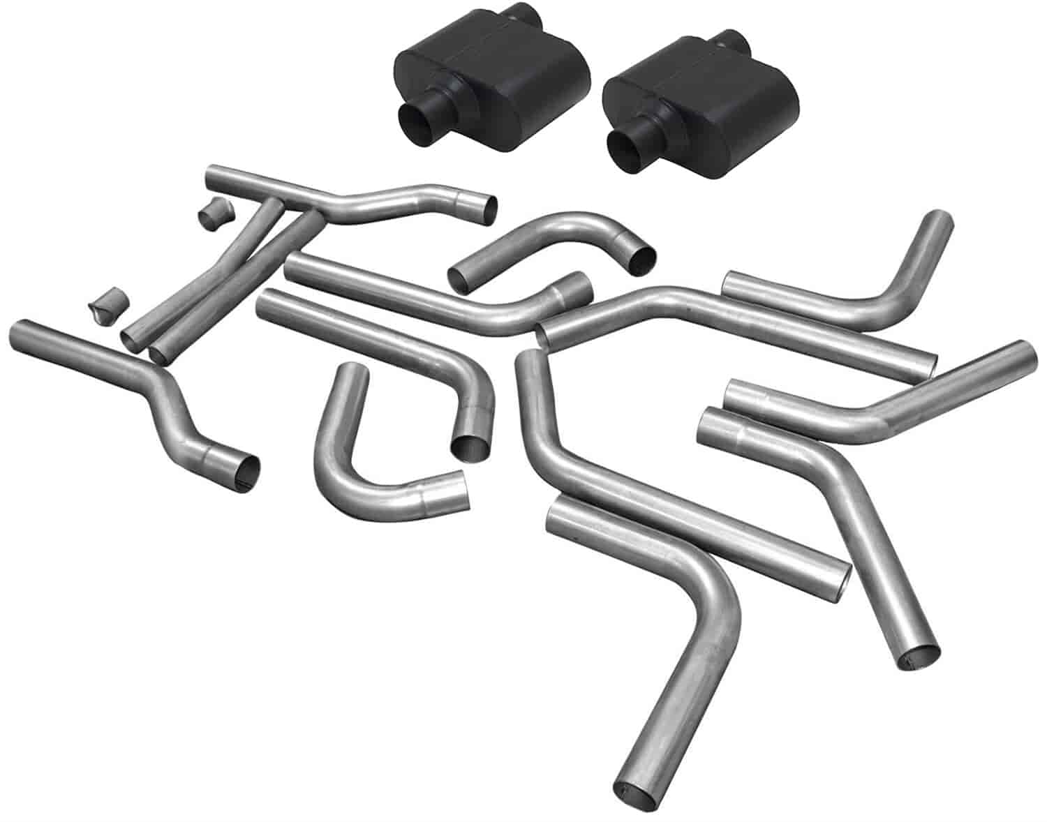 Super 10 Series Delta Flow Mufflers and U-Fit Dual Exhaust Pipe Kit
