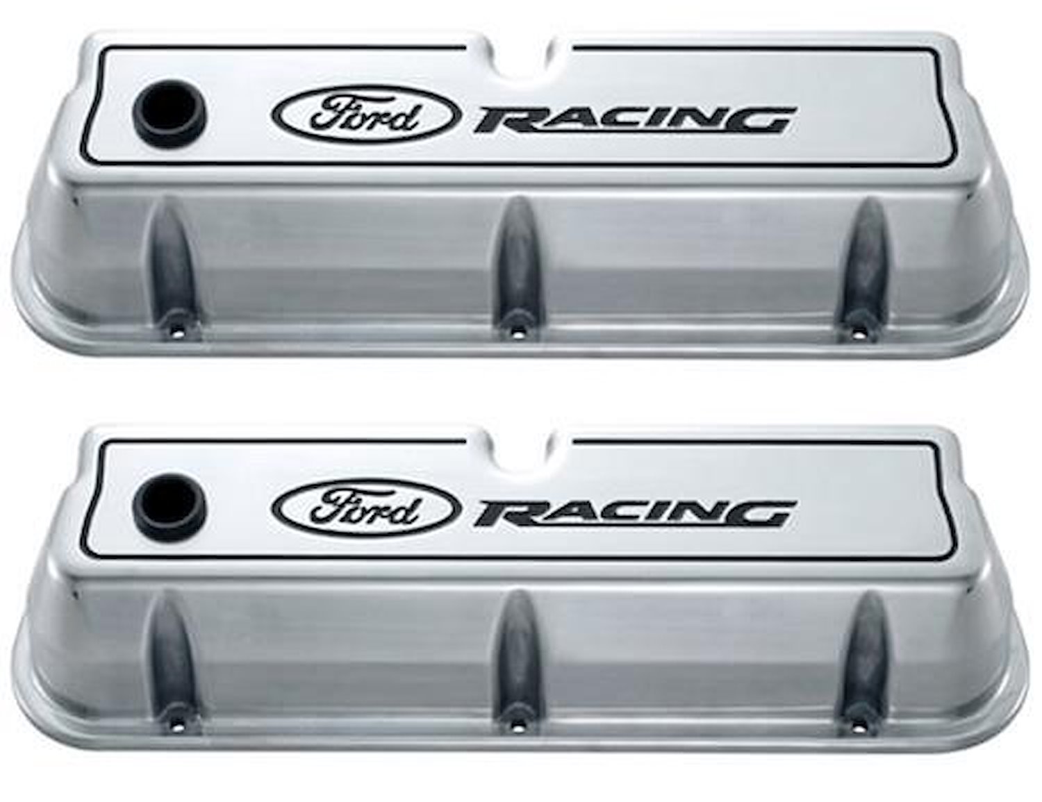 302-001 Aluminum Valve Covers for Ford Small Block Engines [Polished, 3.750 in. Tall]
