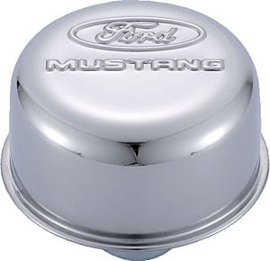 Chrome Push-In Valve Cover Air Breather Cap with Ford MUSTANG Emblem