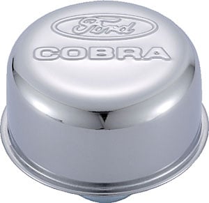 Chrome Push-In Valve Cover Air Breather Cap with Ford COBRA Emblem