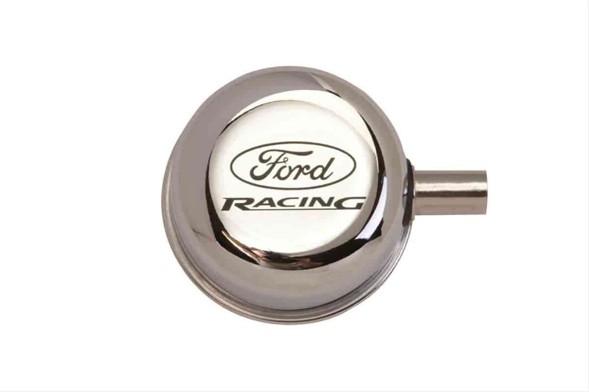 Push-In Valve Cover Breather Chrome w/Ford Racing logo