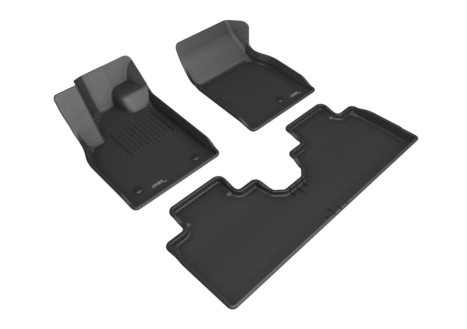 L1FR13801509 KAGU Floor Mat Set, Black, 3-Piece, 2-Piece Front Row, 1-Piece 2nd Row
