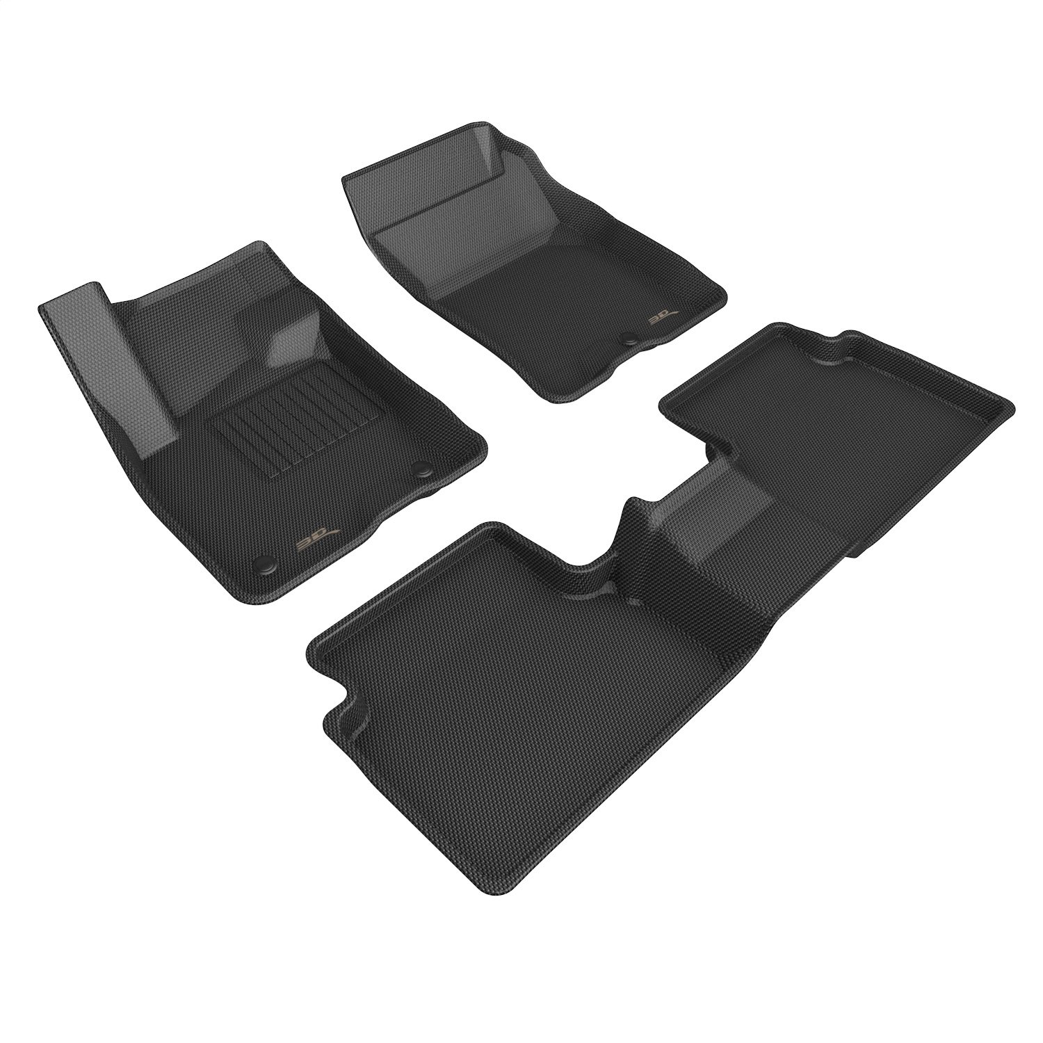 L1FR14601509 KAGU Floor Mat Set, 3-Piece, 1st Row, 2nd Row, Black