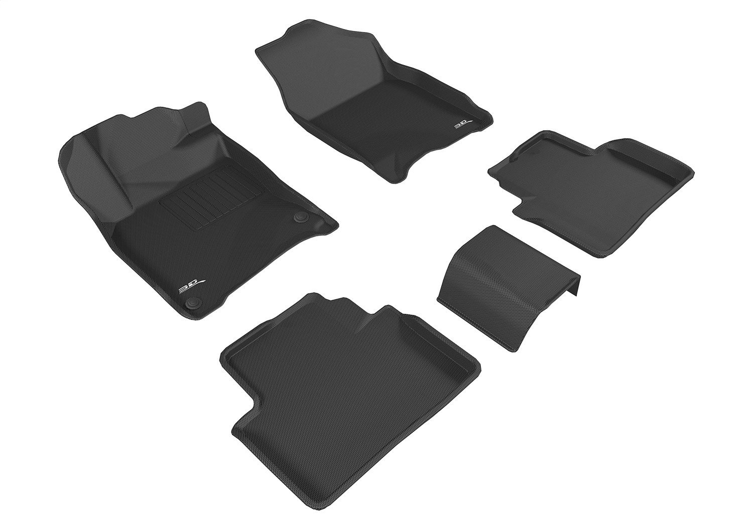 L1HD07401509 KAGU Floor Mat Set, Black, 5-Piece, 2-Piece Front Row, 3-Piece 2nd Row
