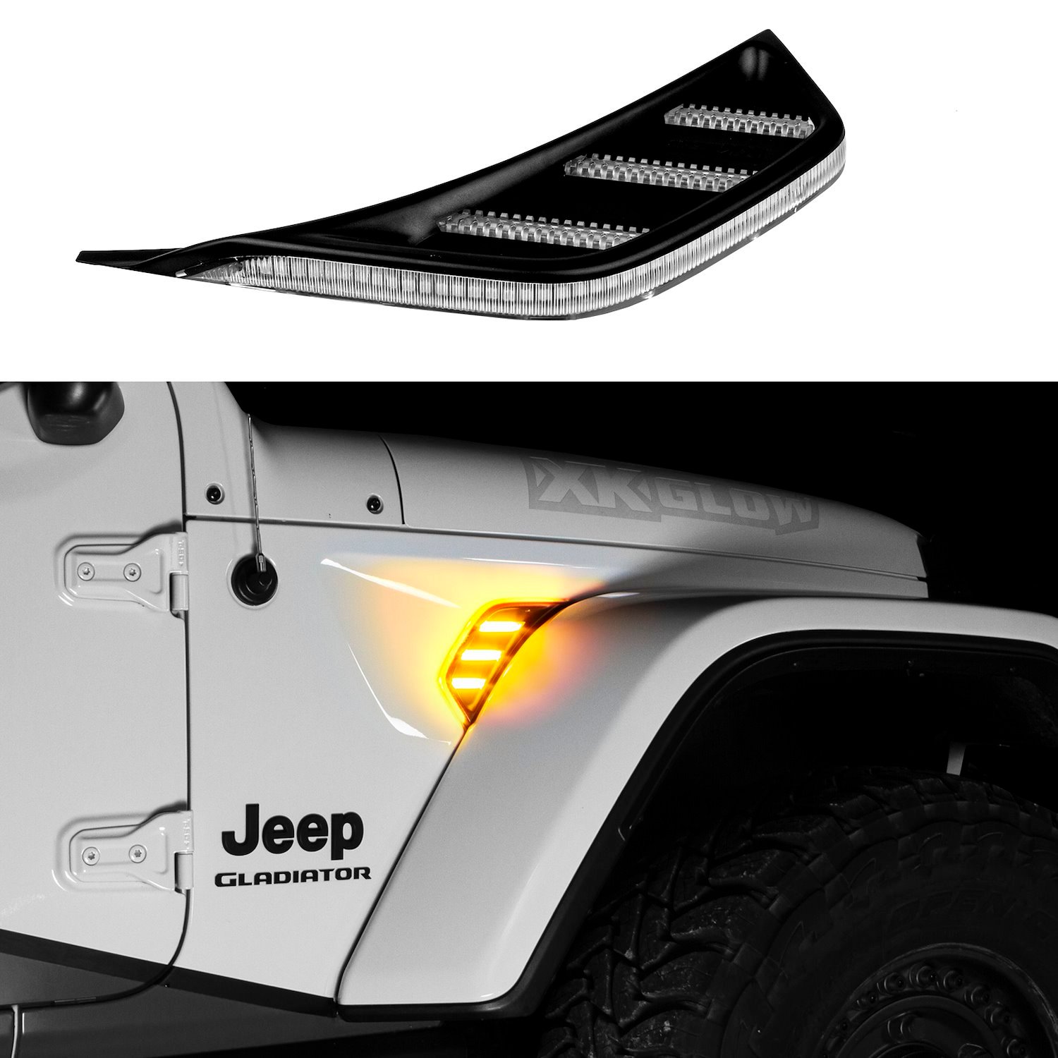 XK-VENT-A-KIT Amber Air Vent Light, w/ Turn Signal & Running Light, Select Jeep Wrangler JL/Gladiator JT