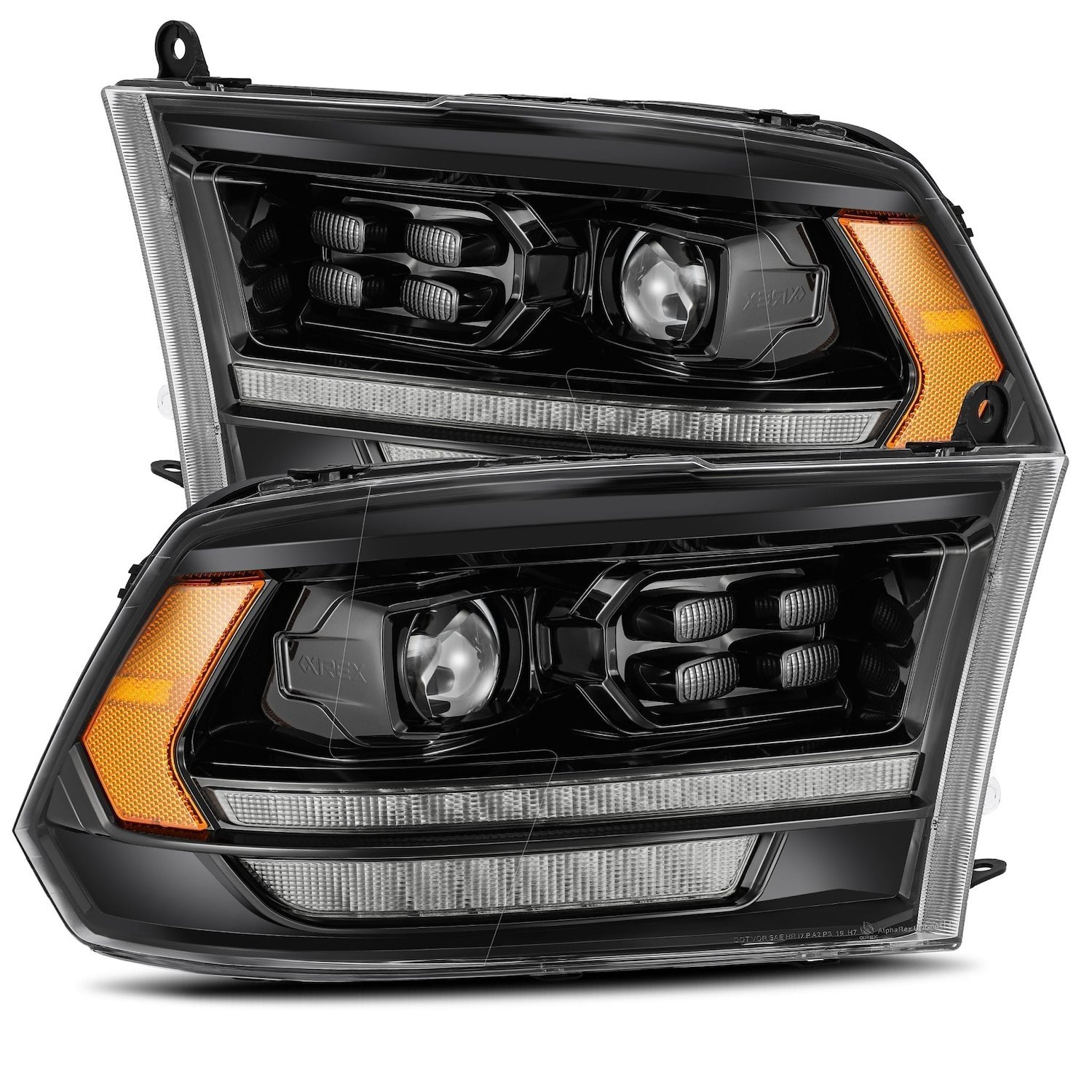 880520 Luxx-Series LED Projector Headlights for 2009-2018 Dodge/RAM 1500/2500/3500 - Alpha- Black