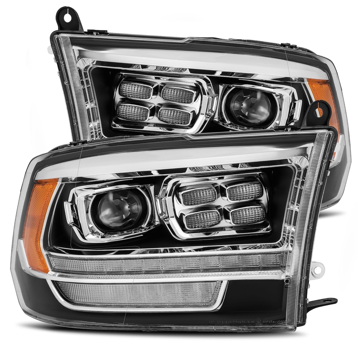 880526 Luxx-Series LED Projector Headlights for 2009-2018 Dodge/RAM 1500/2500/3500 - Black