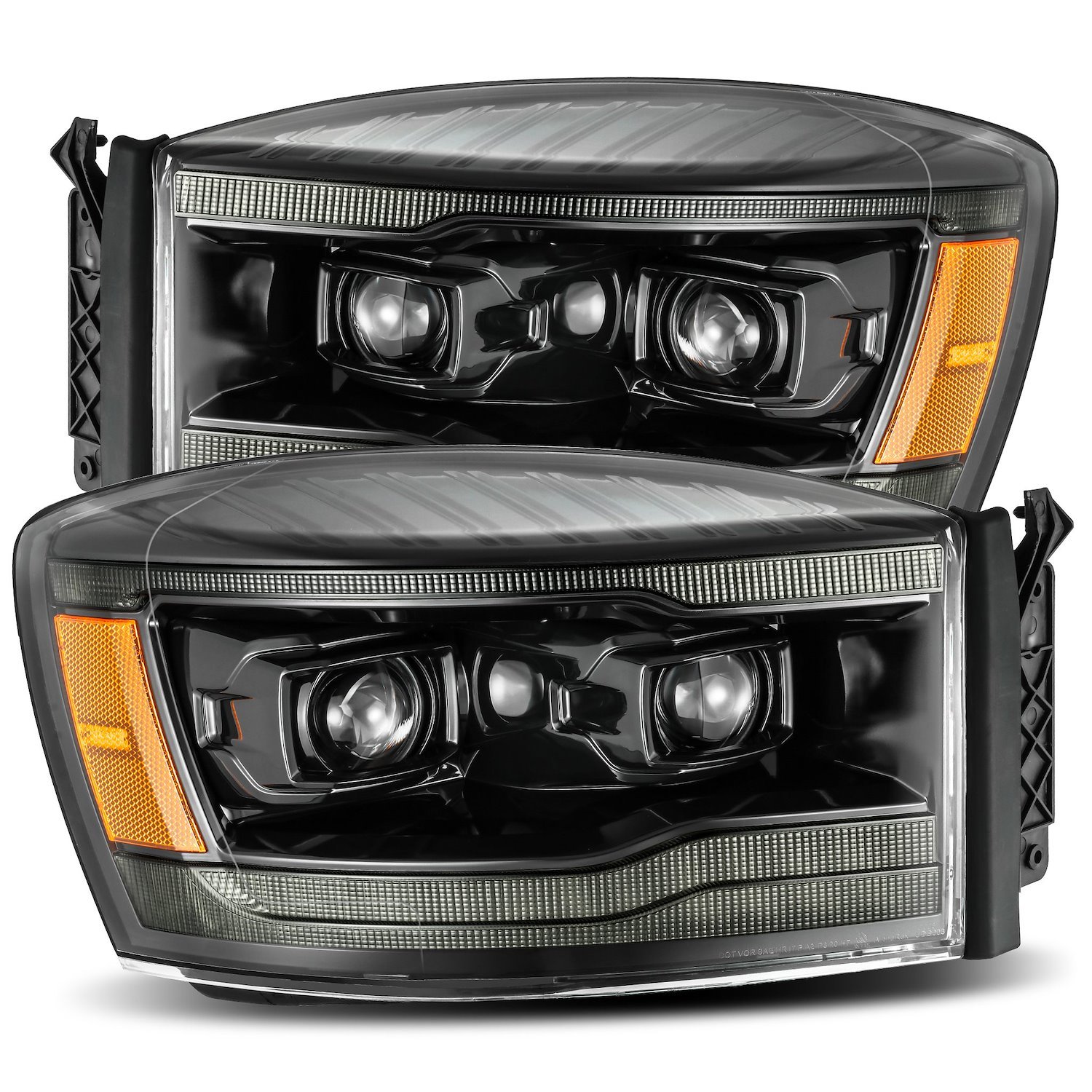 880533 Luxx-Series LED Projector Headlights for 2006-2009 Dodge RAM 1500/2500/3500 - Alpha-Black