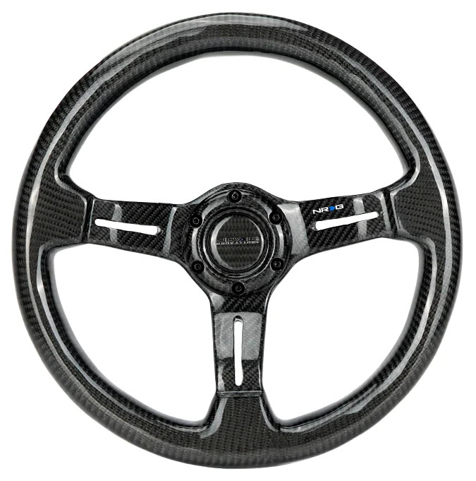 ST-010CF-CF Deep Dish Carbon Fiber 305 mm Steering Wheel (Black Carbon w/Black Carbon Spokes)