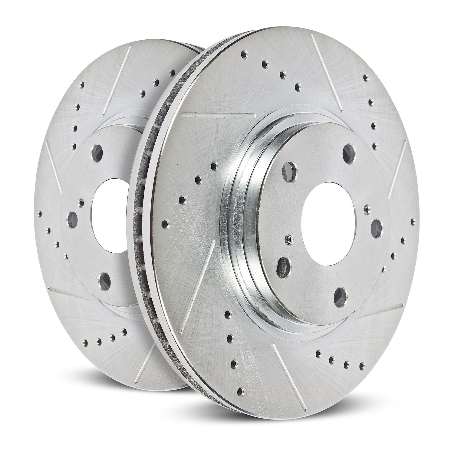 Power Stop drilled and slotted rotors give you the advantages of both drilled holes for cooling and