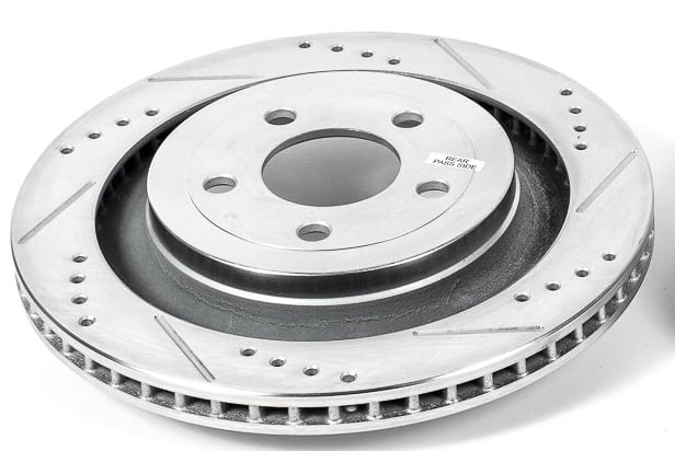 Drilled and Slotted Front Brake Rotor Fits Select Late Model Ford Mustang Models [Left/Driver Side]
