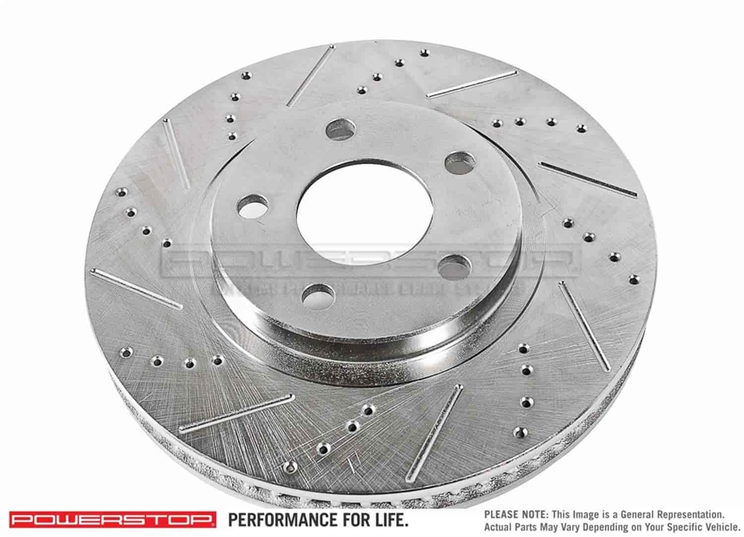 Extreme Performance Drilled and Slotted Front Brake Rotor Fits Select 2003-2008 Dodge Ram Models [Left/Driver Side]