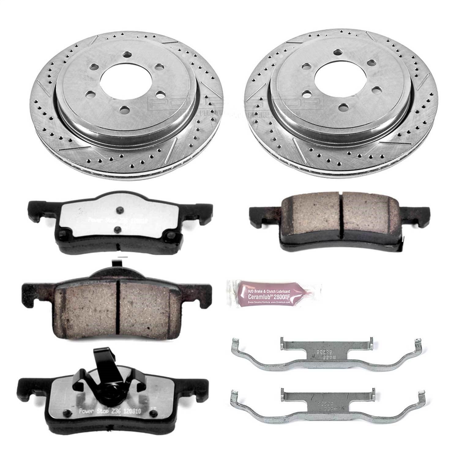 Truck and Towing Z36 Brake Pad & Rotor Kit Cross-Drilled and Slotted Rotors Z36 Carbon Ceramic Brake Pads Complete Rear Kit