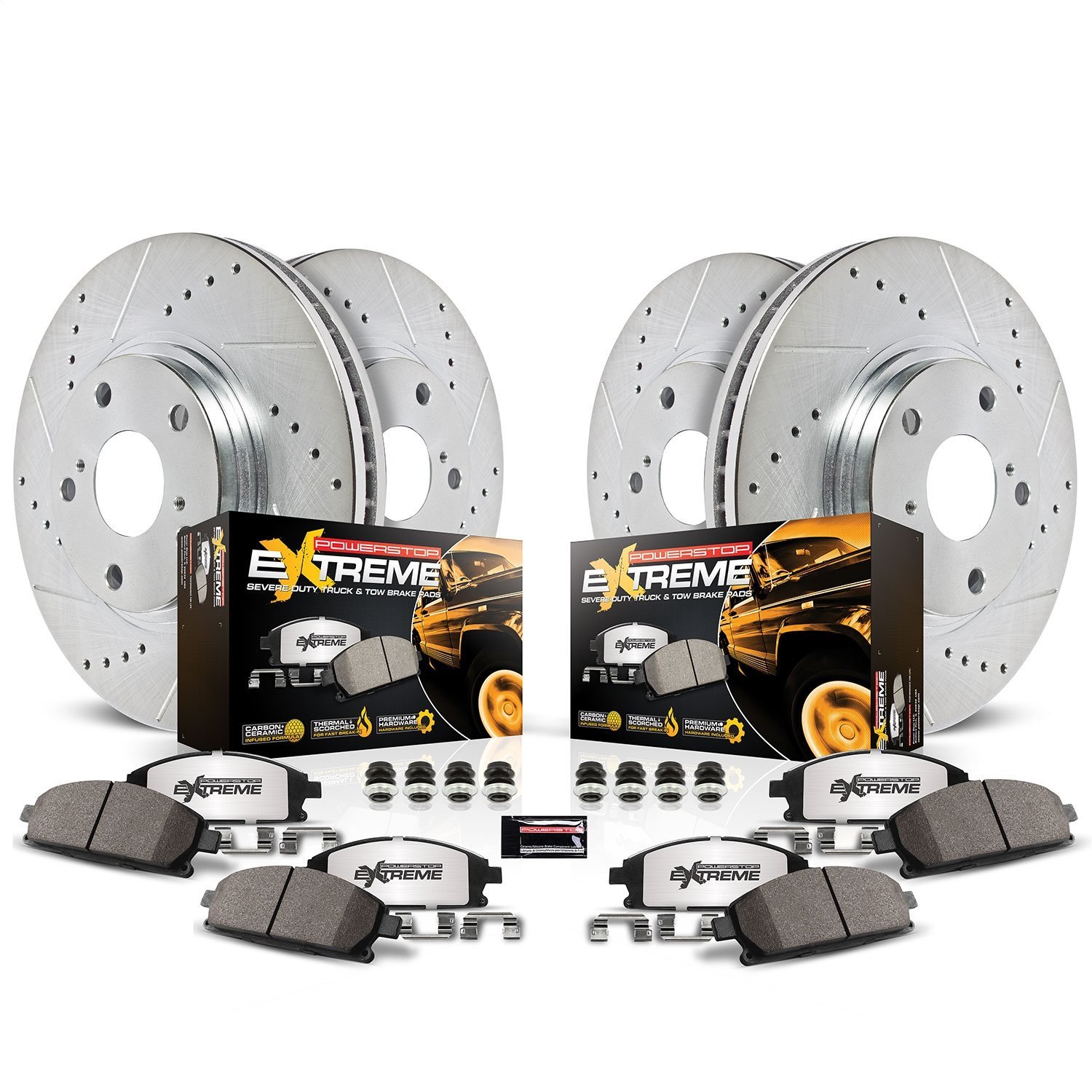Power Stop K6475-36 Z36 Truck & Tow Front Kit Rotor and Carbon-Fiber Ceramic Brake Pads 