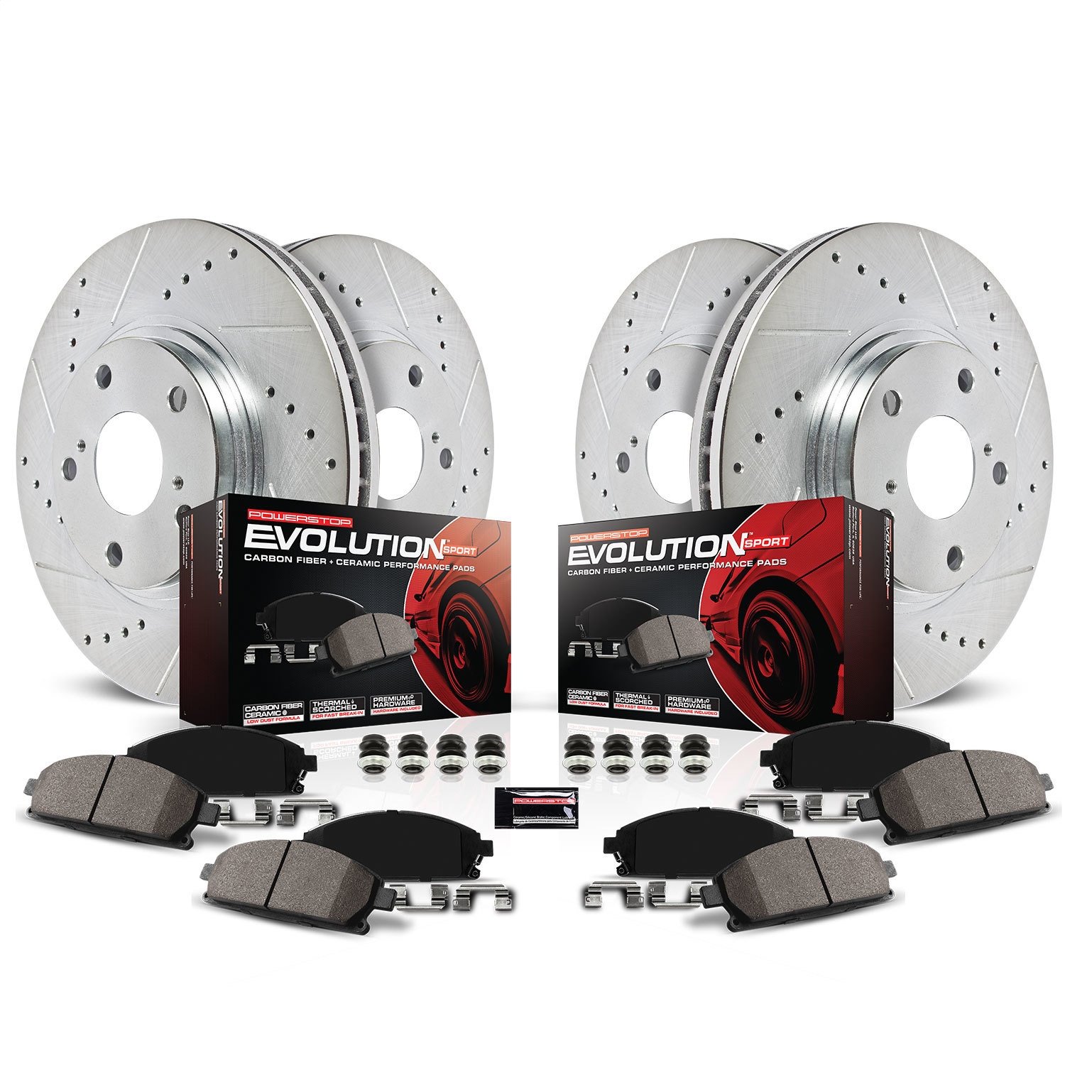 Power Stop K3097 Front Z23 Evolution Brake Kit with Drilled/Slotted Rotors and Ceramic Brake Pads 