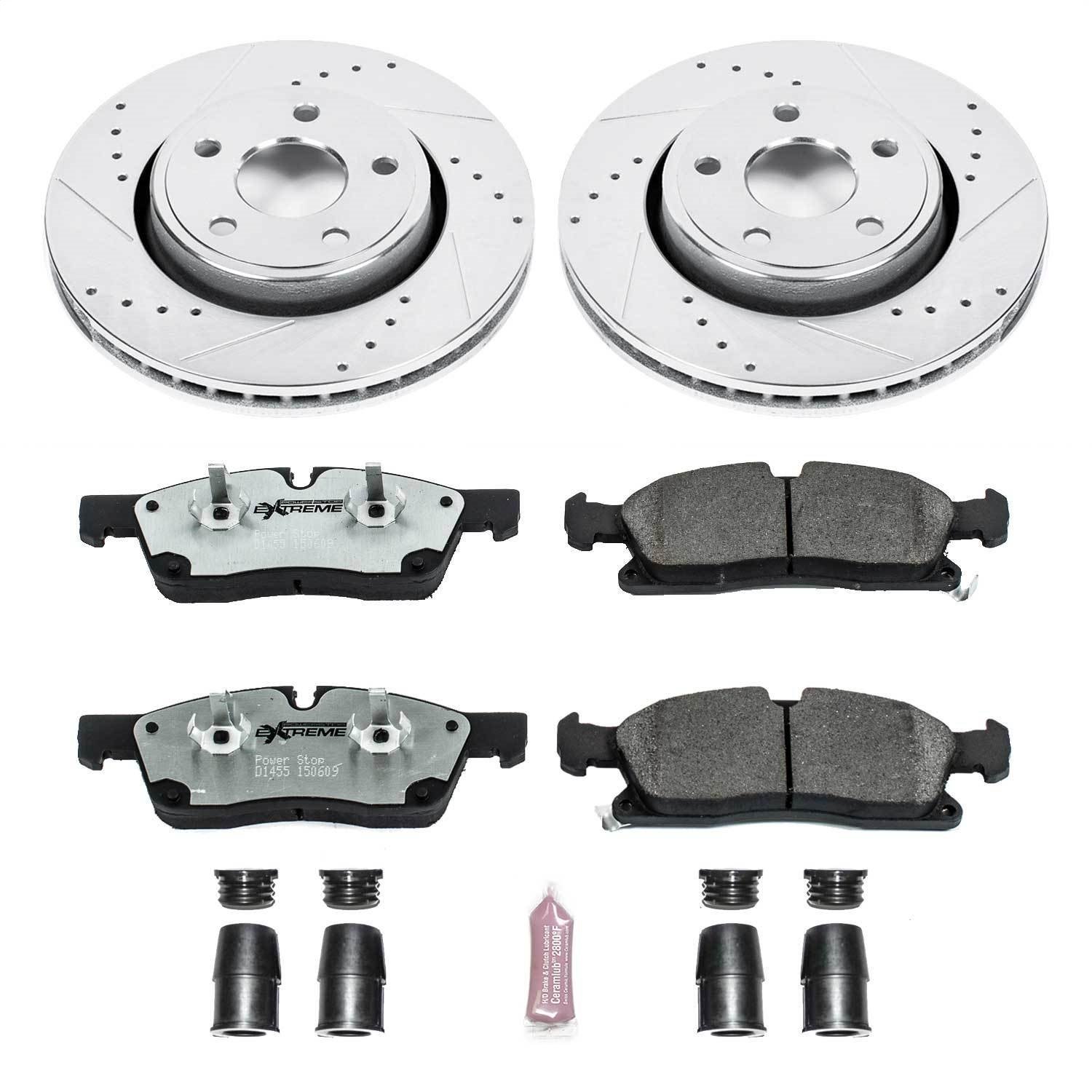 Street Warrior Brake Upgrade Kit Cross-Drilled and Slotted Rotors Z26 Extreme Street Performance Brake Pads Complete Front Kit