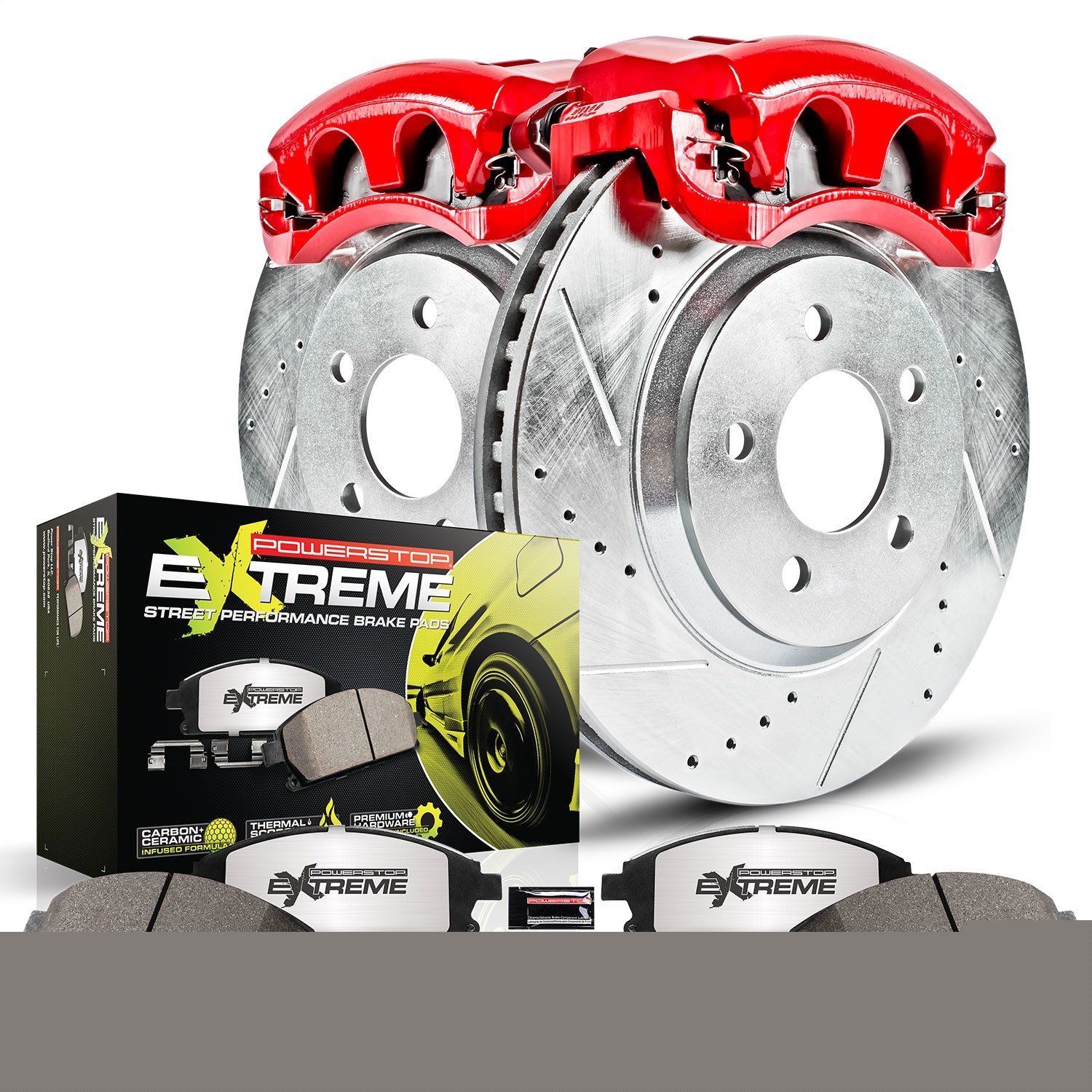 Street Warrior Brake Upgrade Kit Cross-Drilled and Slotted Rotors