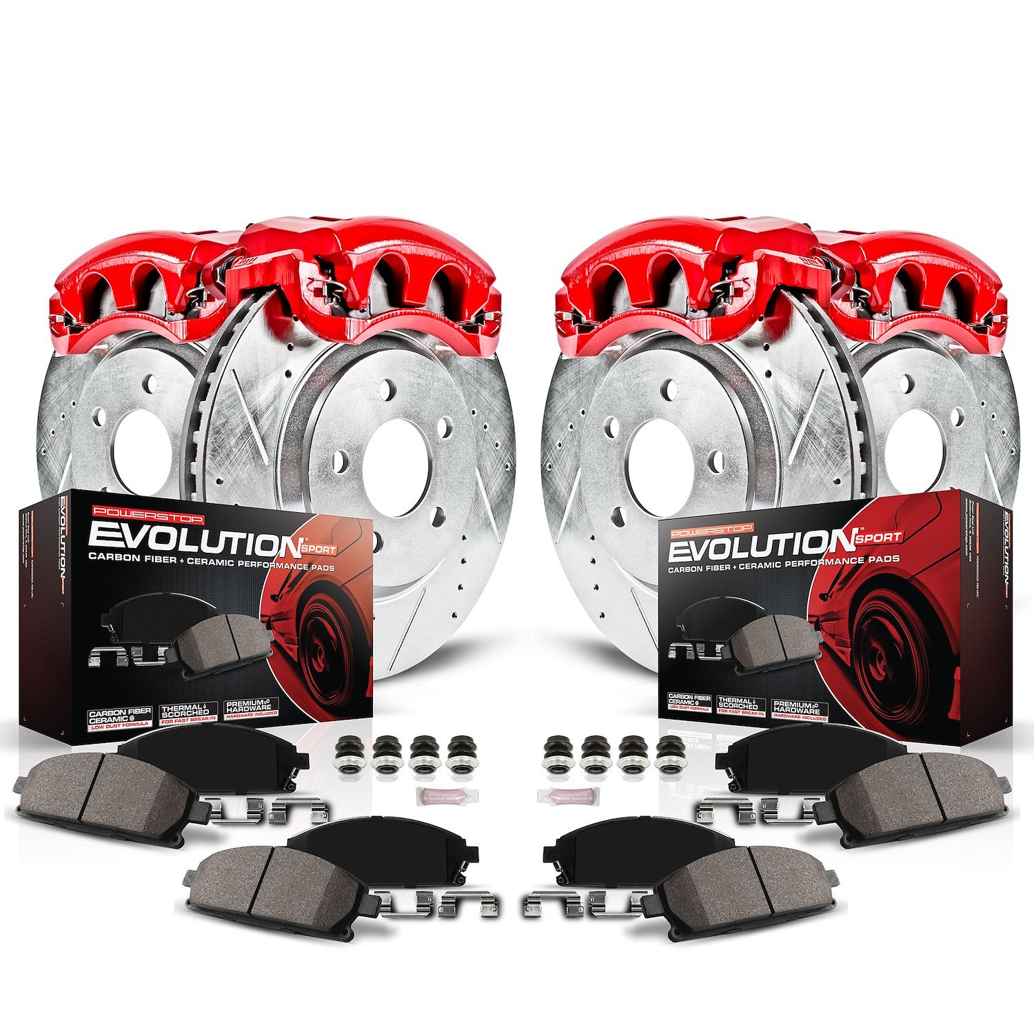 High Performance Brake Upgrade Kit Cross-Drilled and Slotted Rotors Z23 Evolution Sport High Carbon