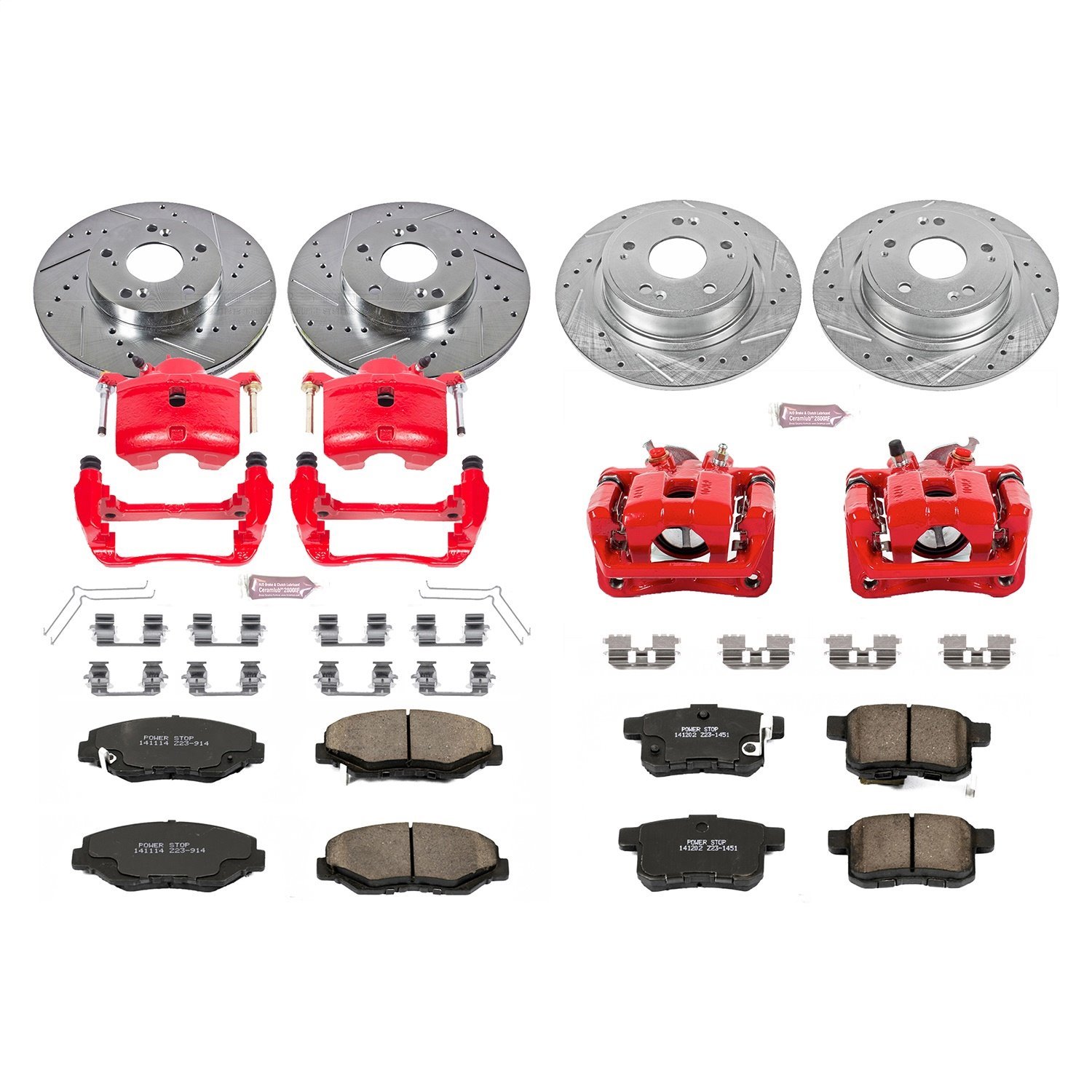 High Performance Brake Upgrade Kit Cross-Drilled and Slotted Rotors Z23 Evolution Sport High Carbon