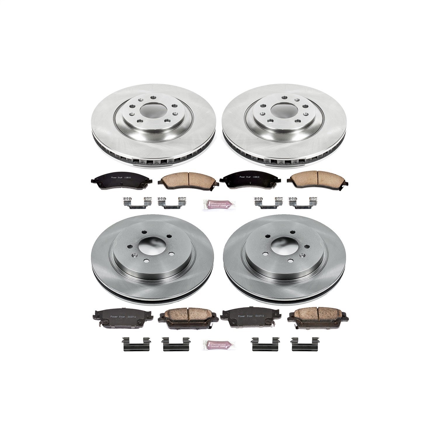 1-Click Daily Driver Brake Kits Front & Rear OE Replacement Rotors Z16 Ceramic Scorched Brake Pads