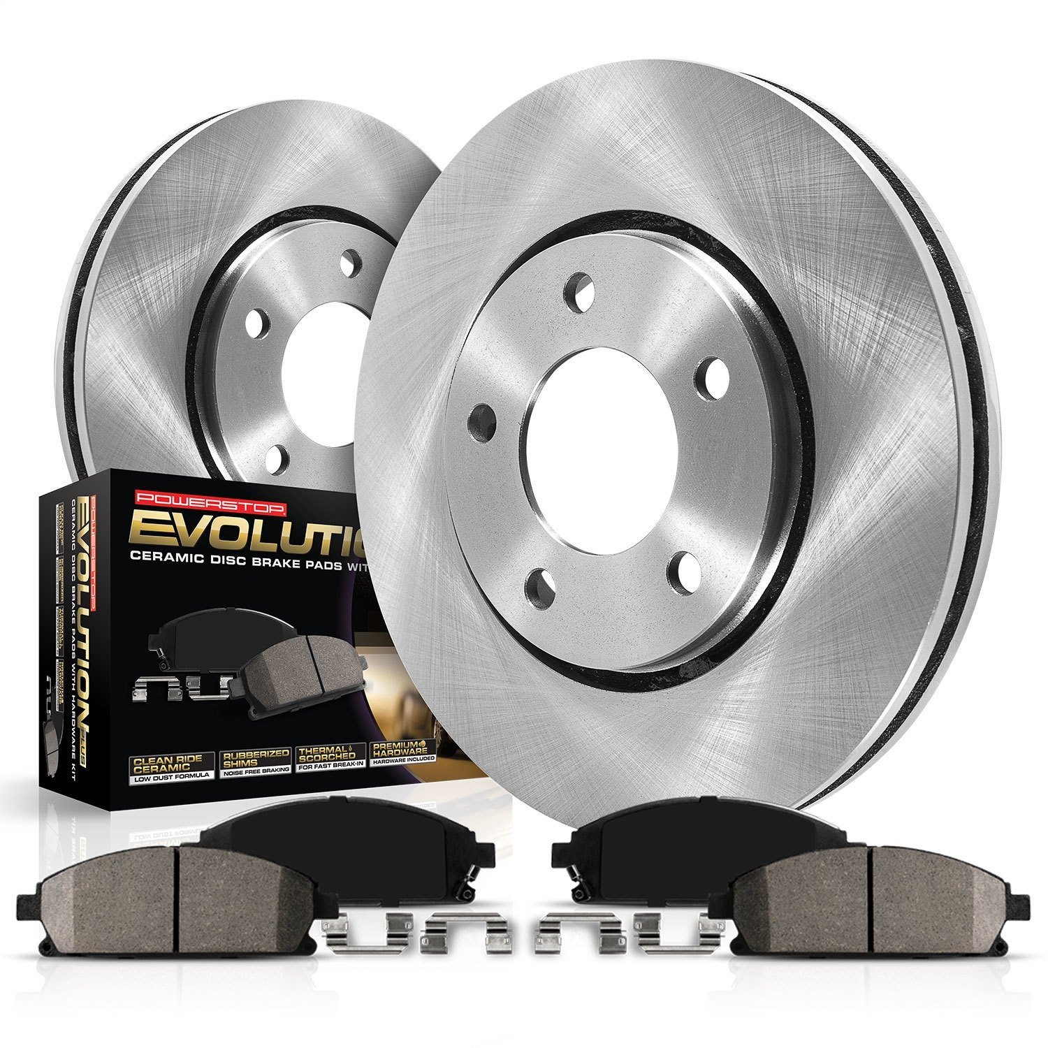 1-Click Daily Driver Brake Kits Front OE Replacement Rotors Z16 Ceramic Scorched Brake Pads