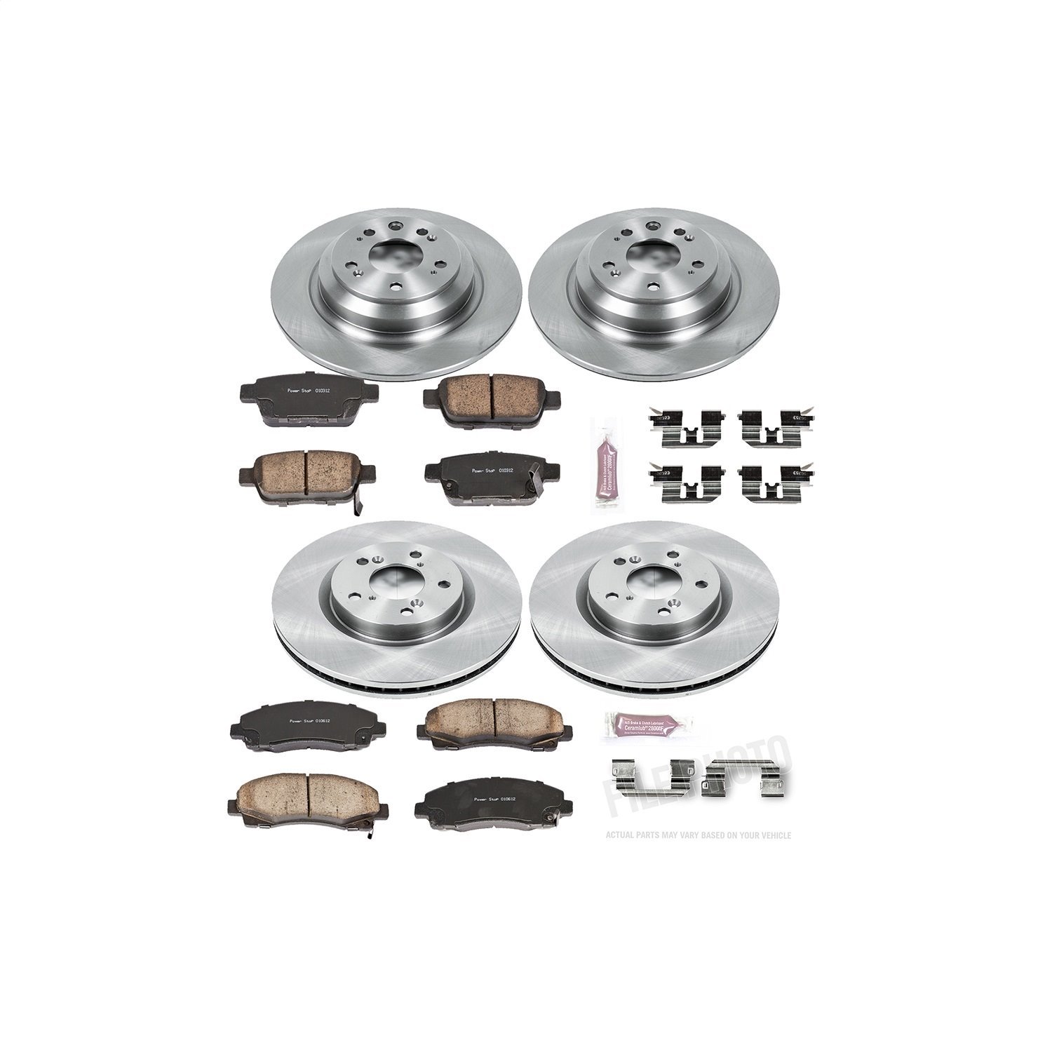 1-Click Daily Driver Brake Kits Front & Rear OE Replacement Rotors Z16 Ceramic Scorched Brake Pads