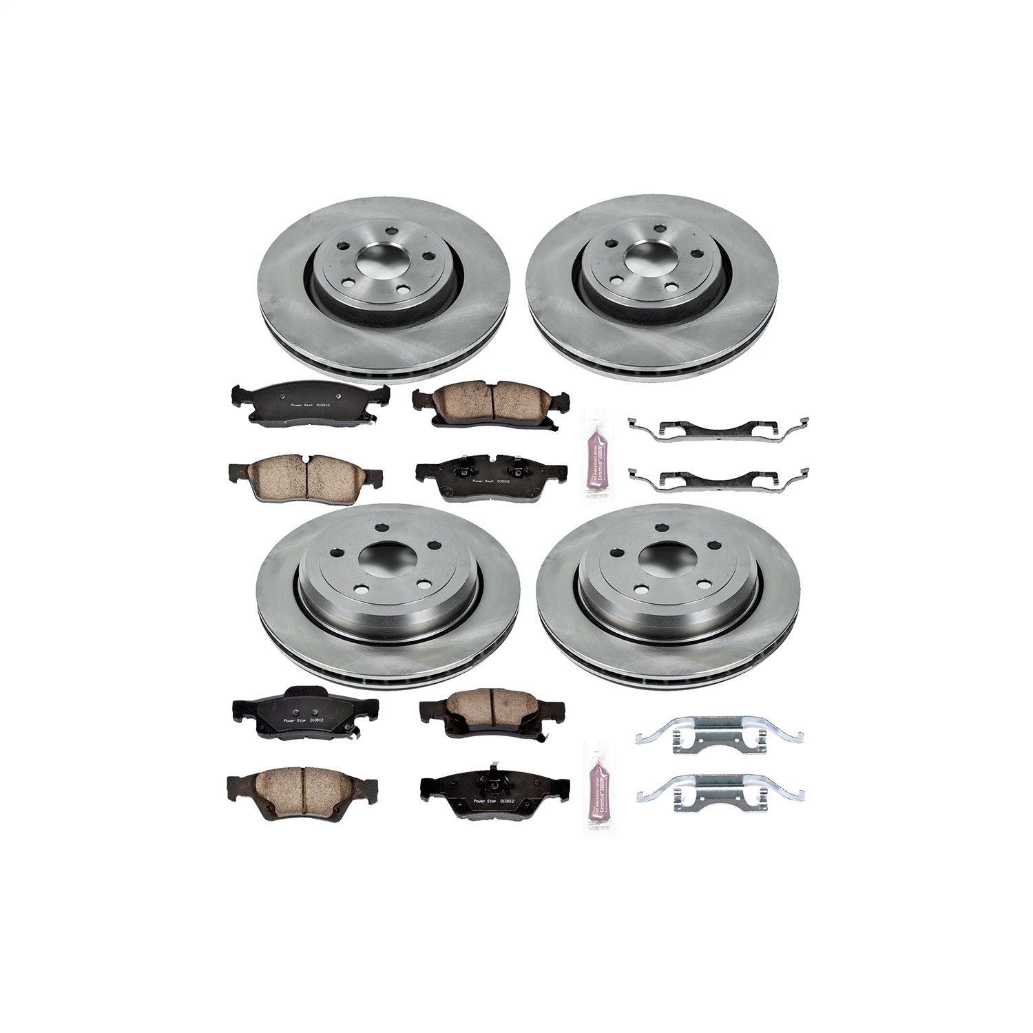 1-Click Daily Driver Brake Kits Front & Rear OE Replacement Rotors Z16 Ceramic Scorched Brake Pads