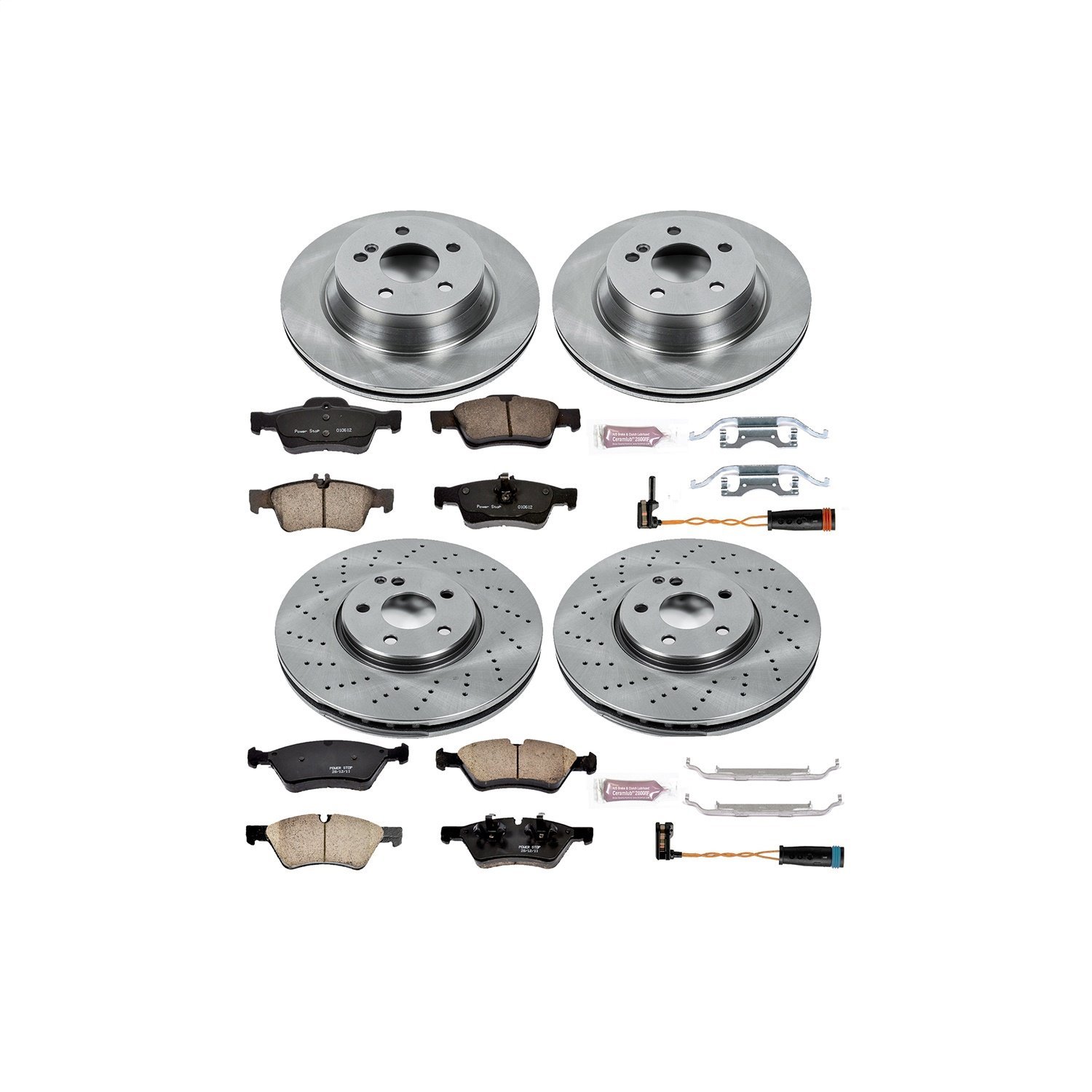 1-Click Daily Driver Brake Kits Front & Rear OE Replacement Rotors Z16 Ceramic Scorched Brake Pads