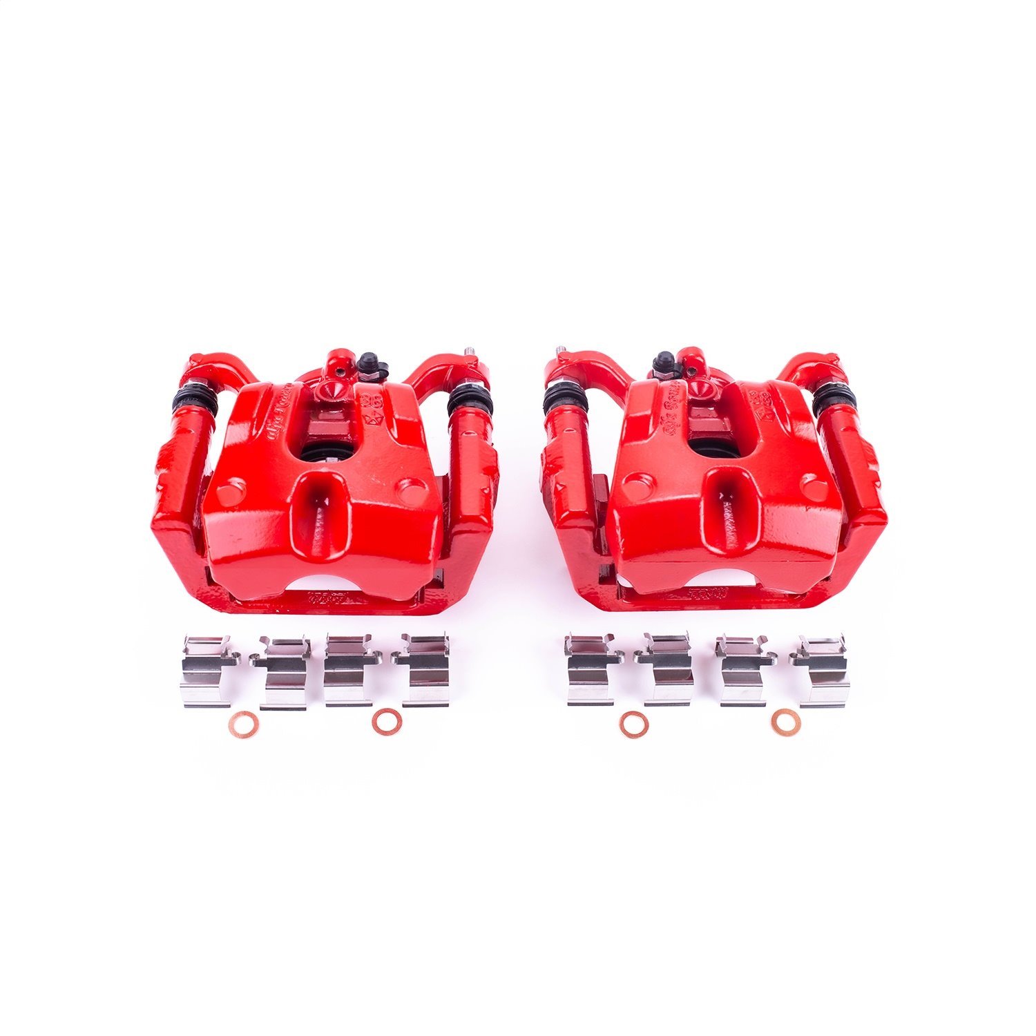 Front Brake Calipers Fits 2014-2020 Jeep Cherokee; 2015-2017 Chrysler 200 [Red Powder-Coat Finish]