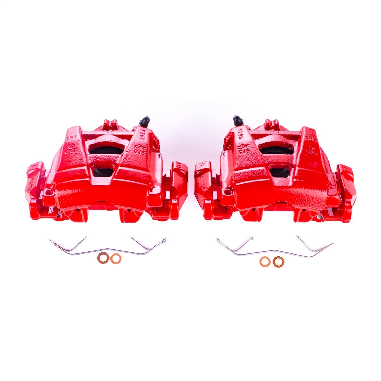 Front Brake Calipers Fits Select 2009-2020 Audi, Volkswagen Models [Red Powder-Coat Finish]