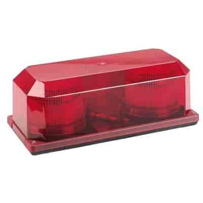 PRIORITY 2 RED LENS- Magnet Mount. Commercial Grade Exterior Strobe Mini Bar Warning Light. Two Powe