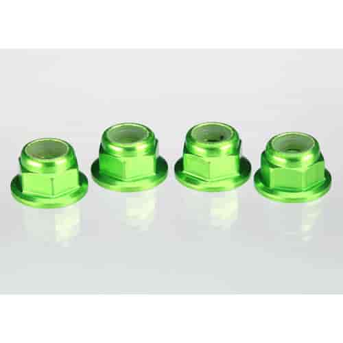 Flanged Locking Nuts Green-Anodized Aluminum