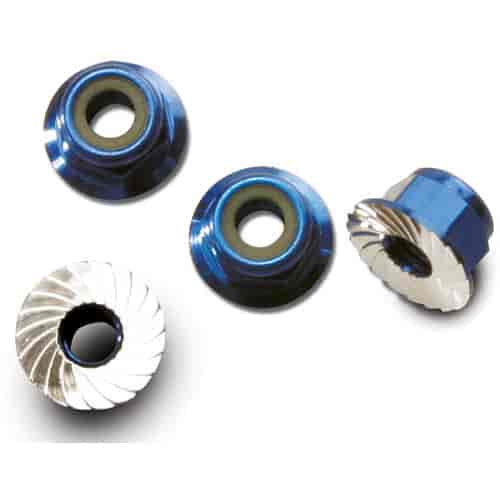 Flanged Locking Nuts Blue-Anodized Aluminum