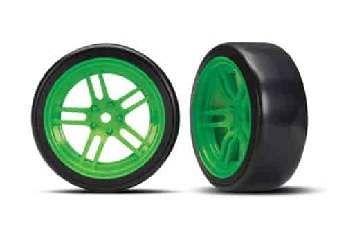 Drift Tires and Wheels Front Set Green