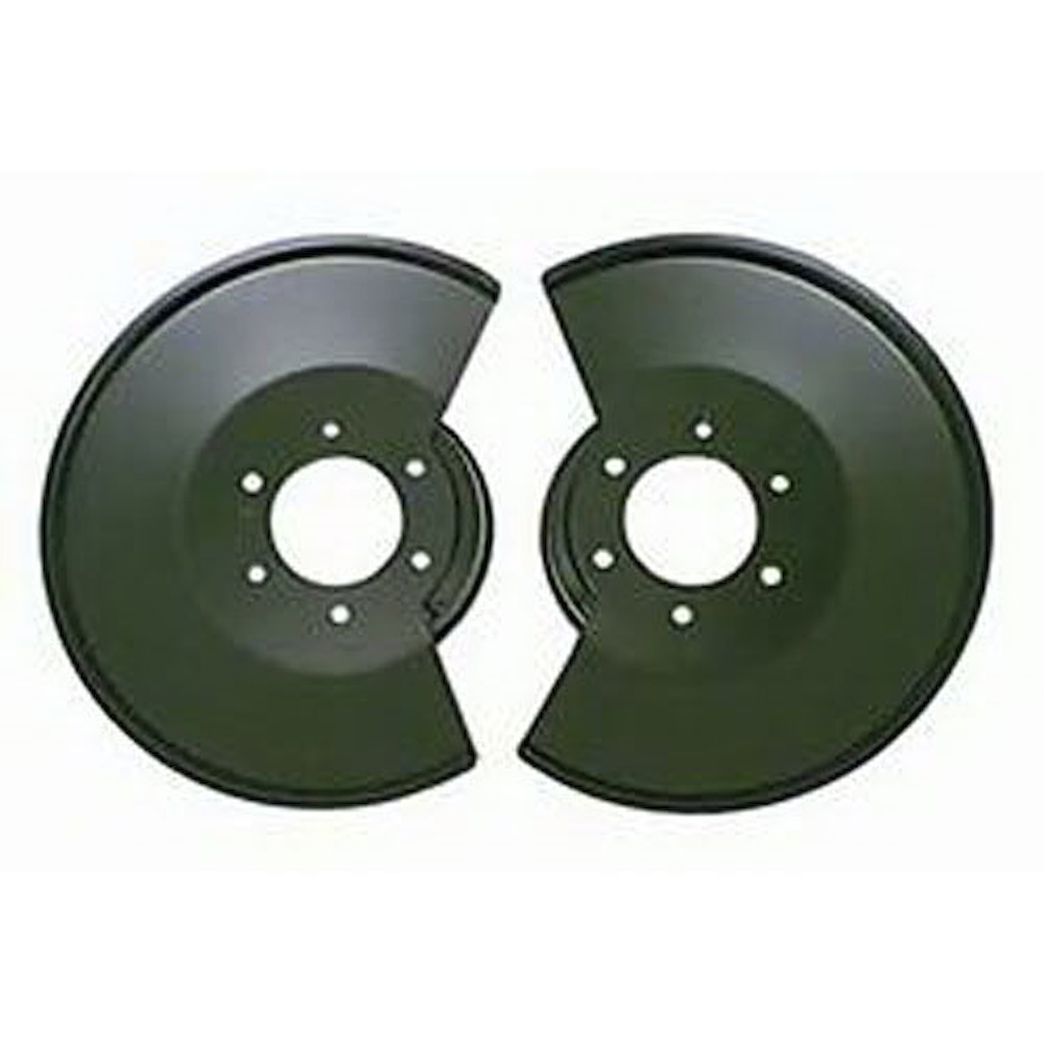 Pair of front disc brake dust shields are powder coated black and fit 78-83 Jeep CJ5 78-86 CJ7 and 8