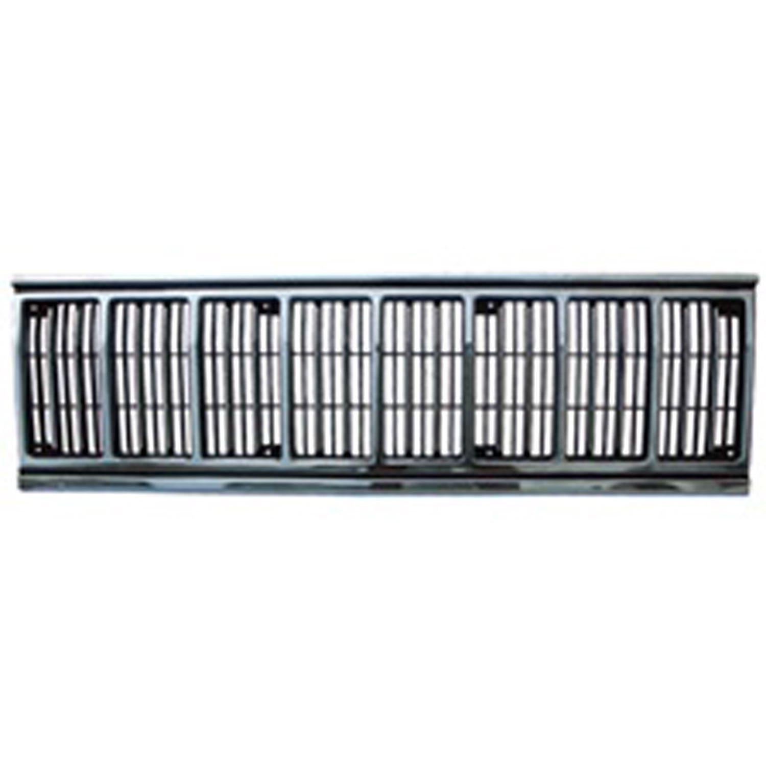 This black and chrome grille insert from Omix-ADA fits 91-96 Jeep Cherokee XJ.