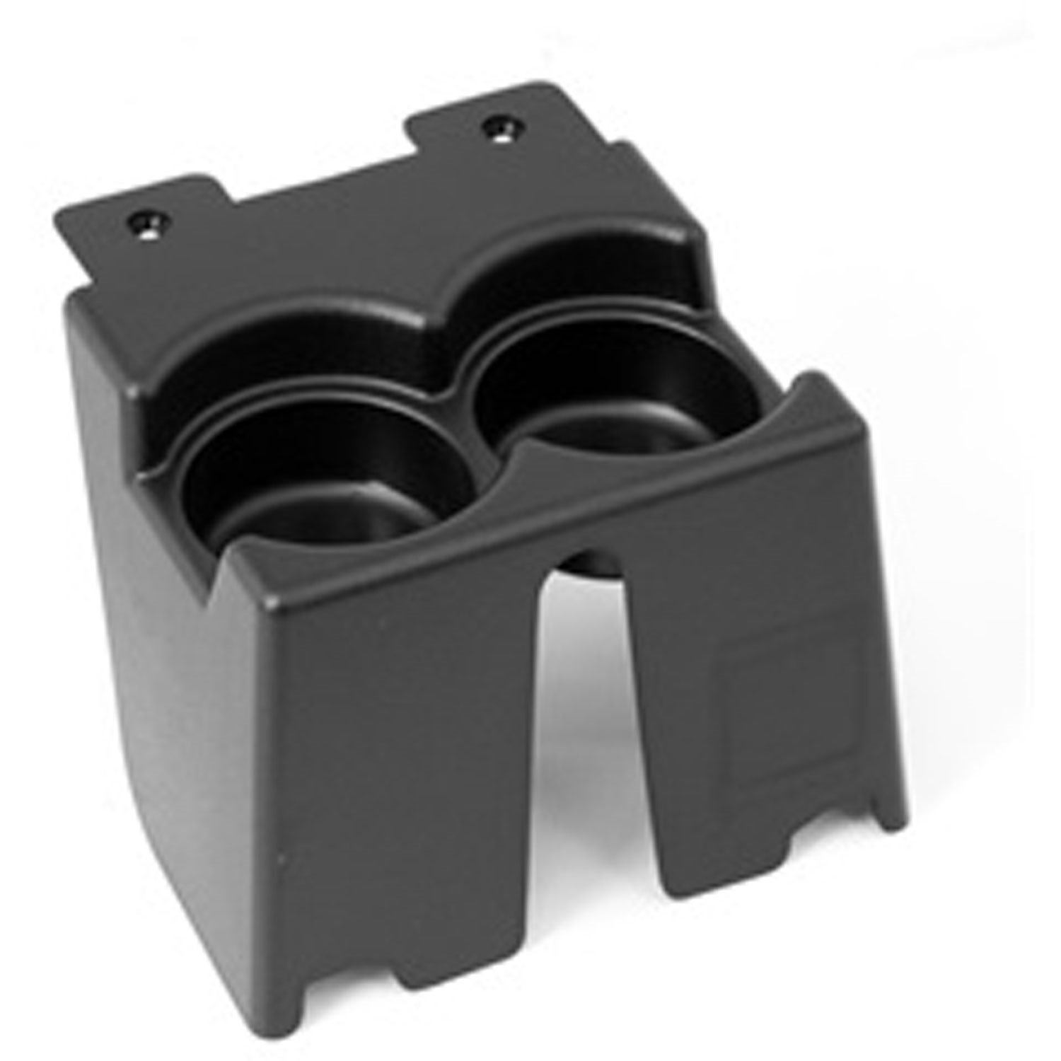 This black plastic dual cup holder from Omix-ADA attaches to the factory console in 84-96 Jeep Cherokee XJ.