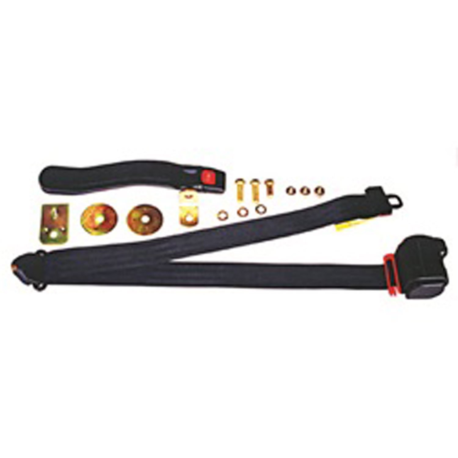 This black 3-point seat belt from Omix-ADA fits almost any application with 3 mounting points.