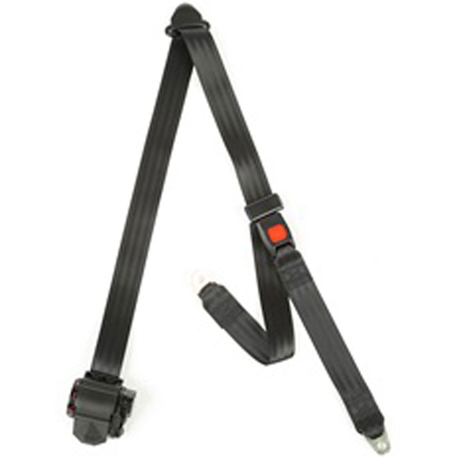 This black 3-point tri-lock off road seat belt fits the front seats in 87-91 Jeep Wrangler YJ. Sold