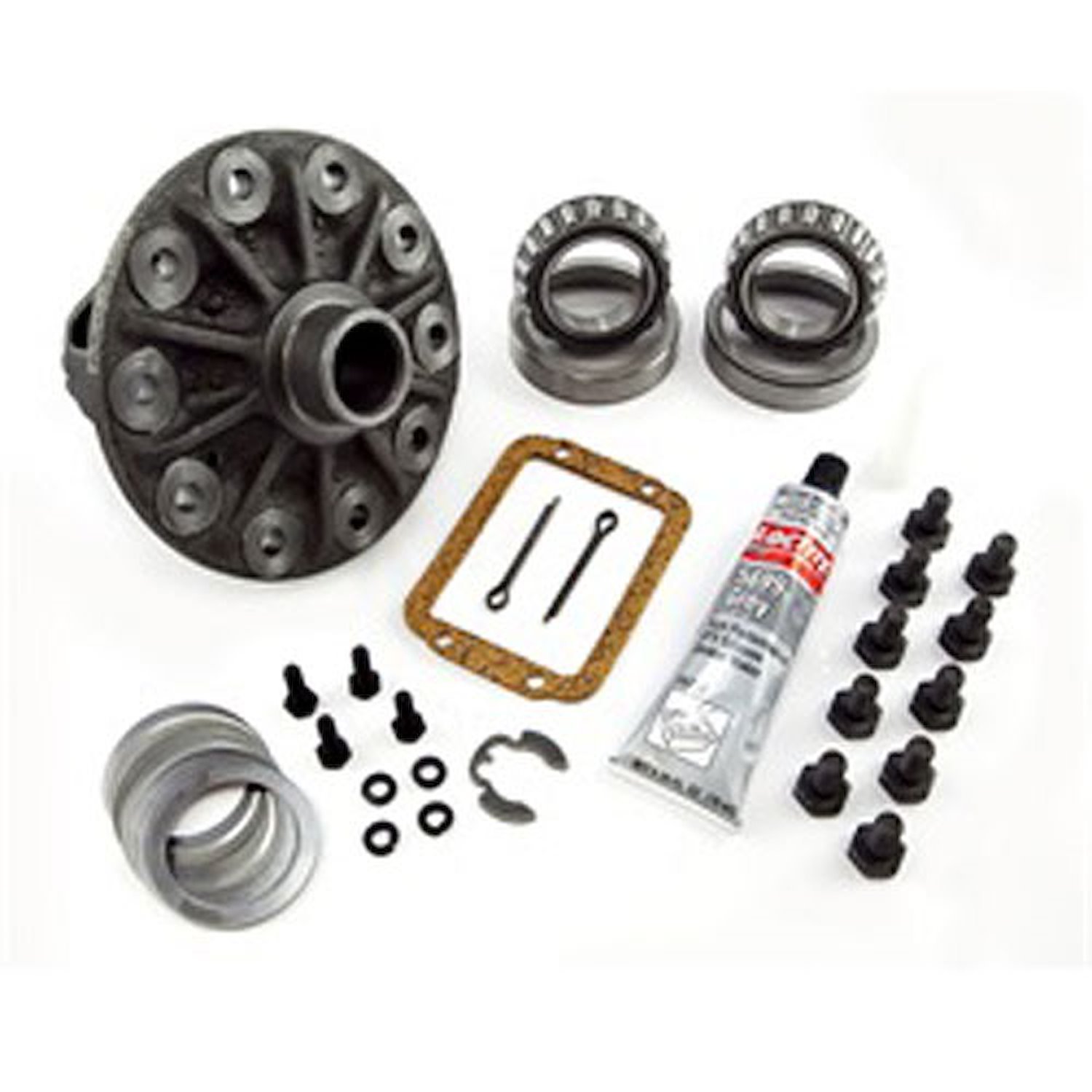 This differential case kit from Omix-ADA fits Dana 44 axles found in 07-16 Jeep Wrangler models with 1/2 inch ring gear bolts.