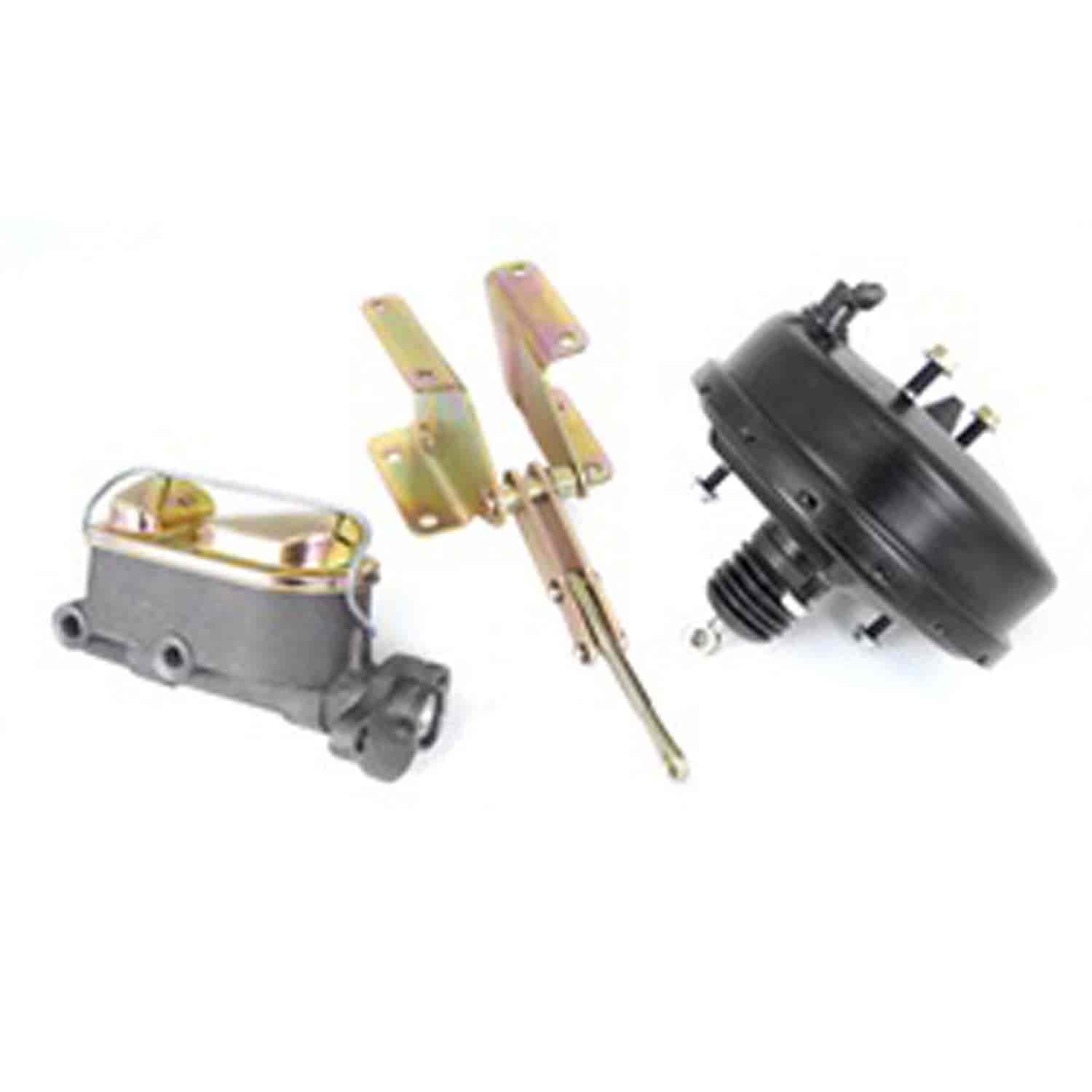 This power brake booster kit from Omix-ADA fits 78-81 Jeep CJ5 78-86 CJ7 and 81-86 CJ8 with 2-bolt brake calipers.