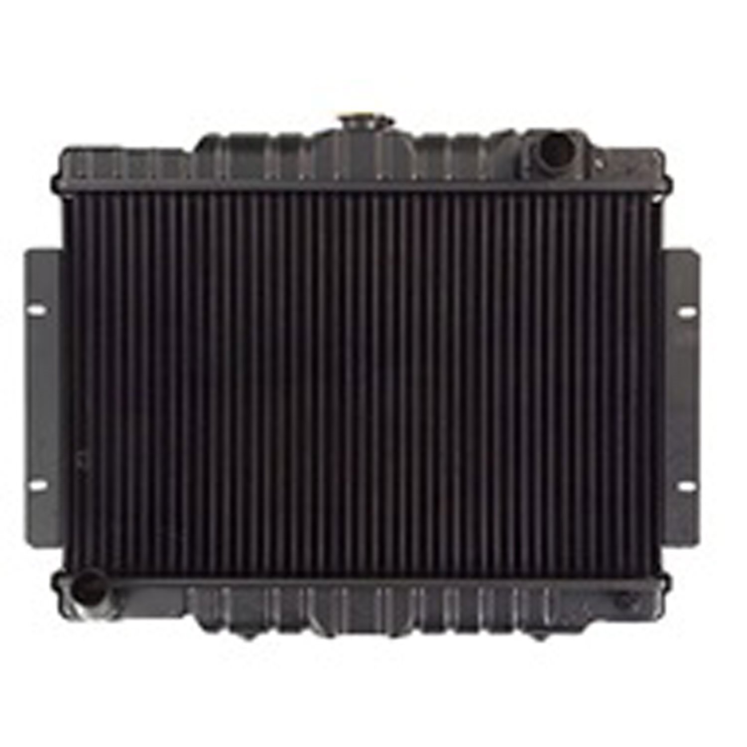 This center fill cap 3 row radiator from Omix-ADA fits 74-80 CJ5 74-75 CJ6 and 76-80 CJ7 with a 6 or