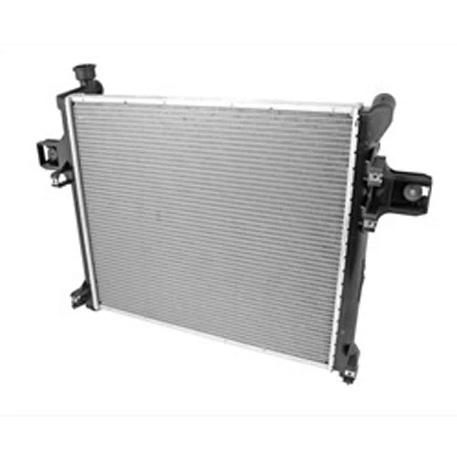 This 1 row radiator from Omix-ADA fits 05-09 Jeep Grand Cherokee WK with a 5.7L engine.