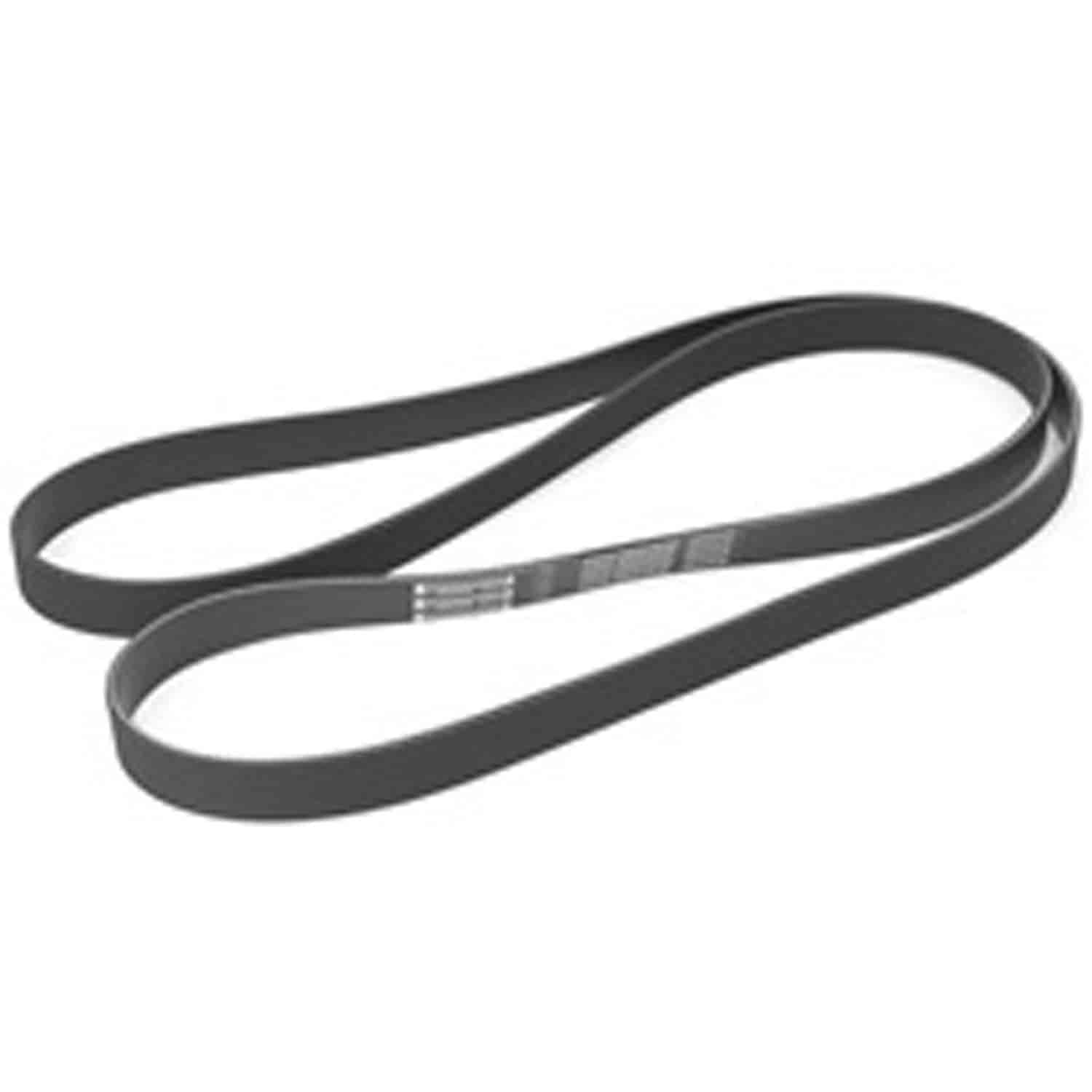 This serpentine belt from Omix-ADA fits 11-14 Jeep Grand Cherokees with a 3.6L engine and mechanical power steering.