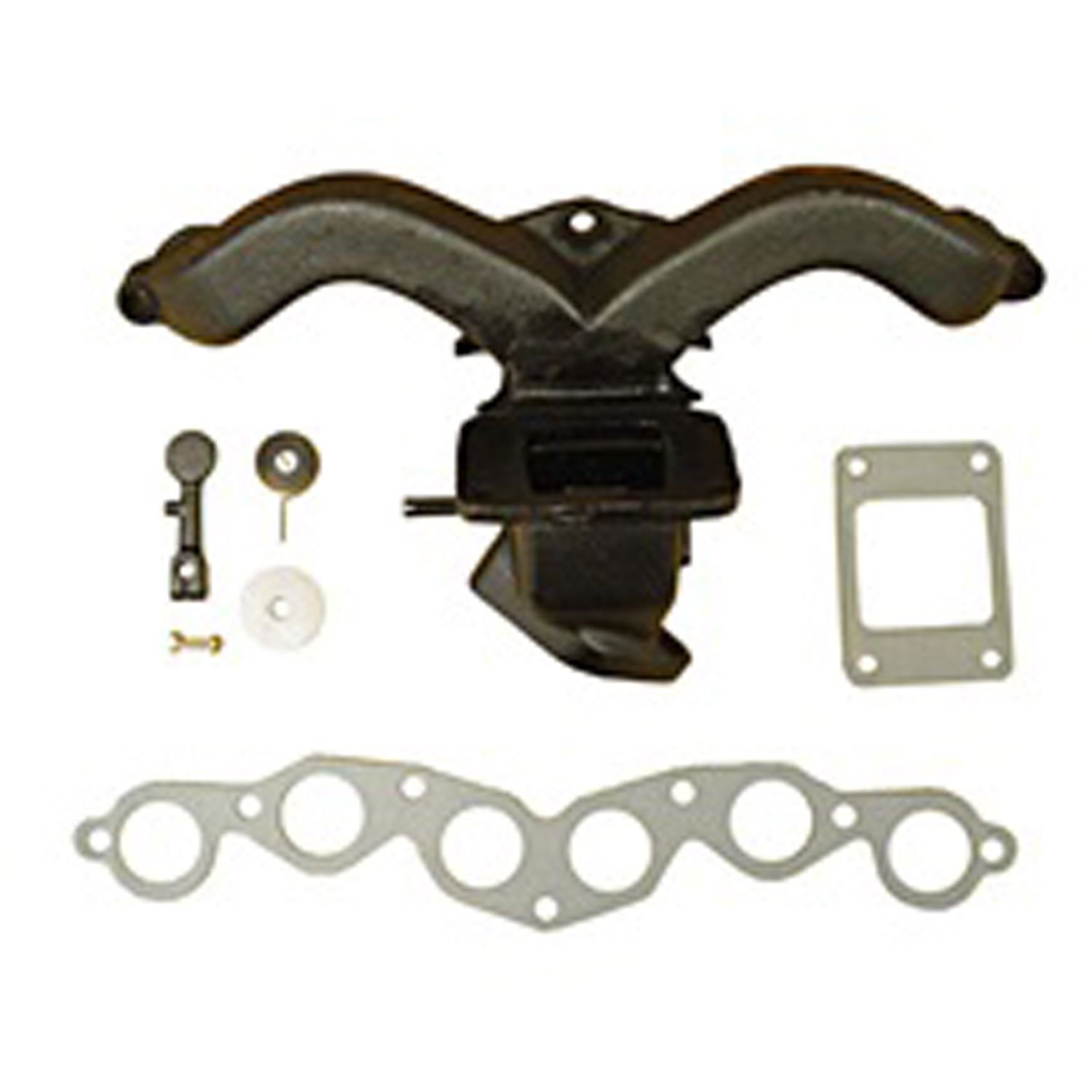 This exhaust manifold kit from Omix-ADA fits 41-53 Willys models with the 134 cubic inch L-head engine.