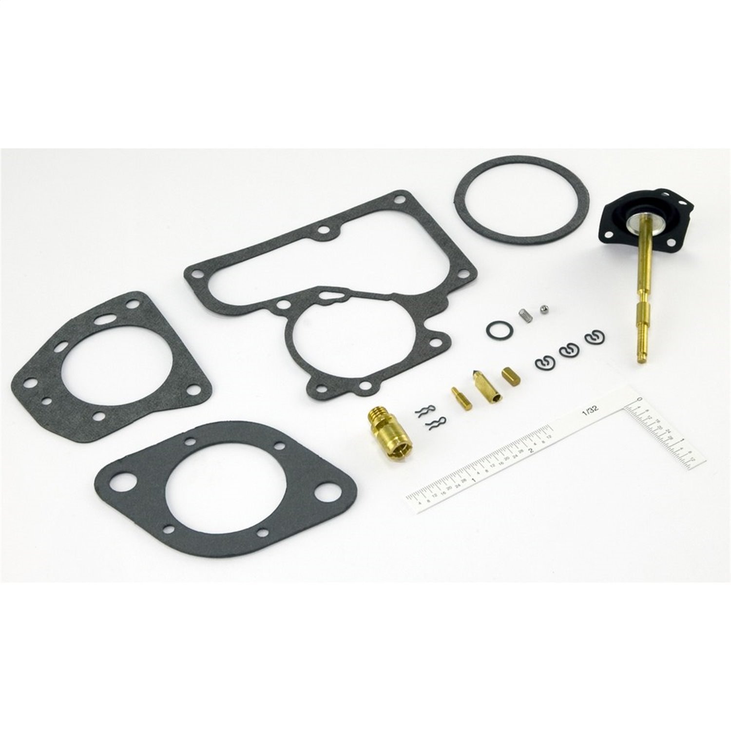 This carburetor rebuild kit services the Carter 1-barrel carburetor used on 232 and 258 cubic inch e