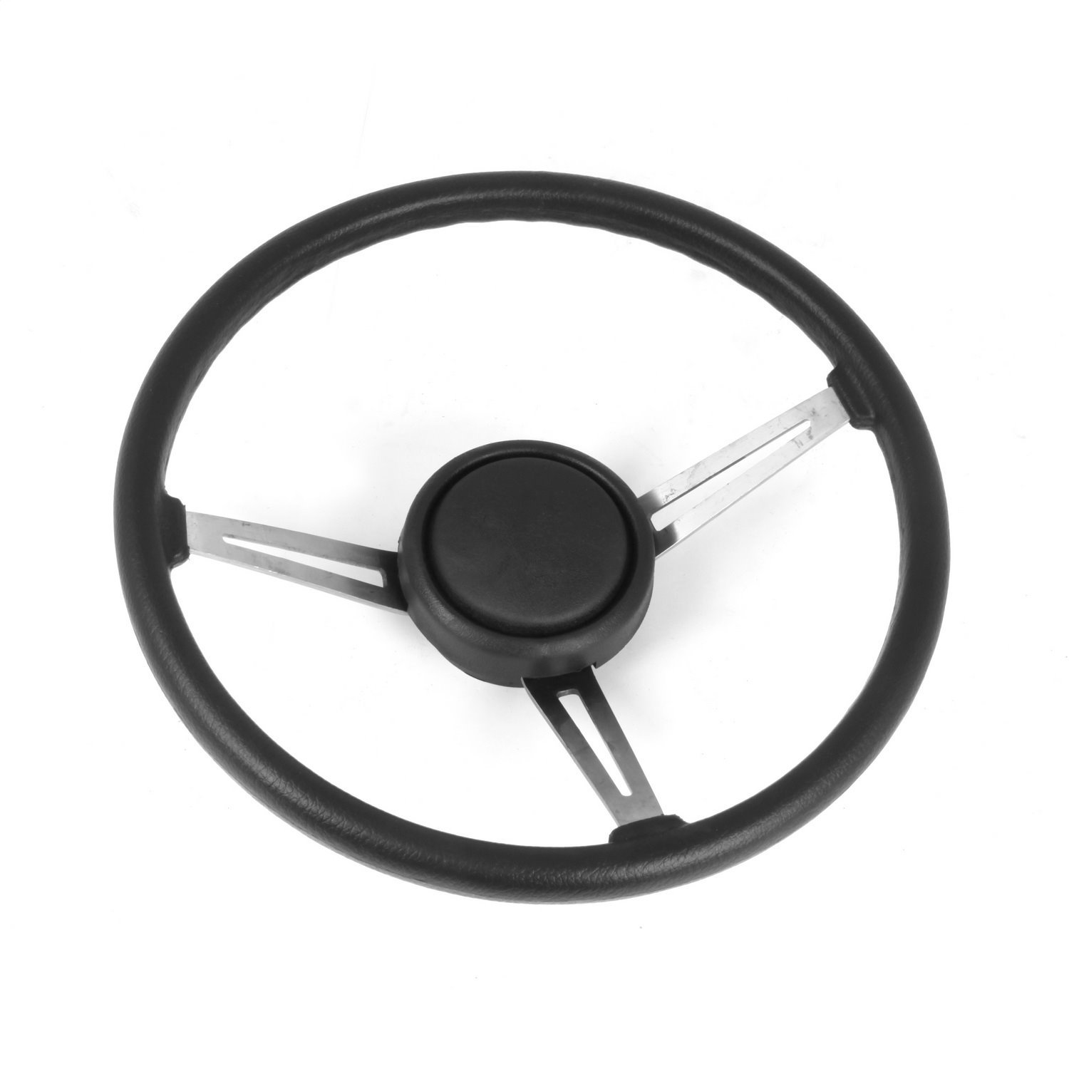 This black leather steering wheel kit from Omix-ADA fits 76-95 Jeep CJs & Wranglers. Includes the st