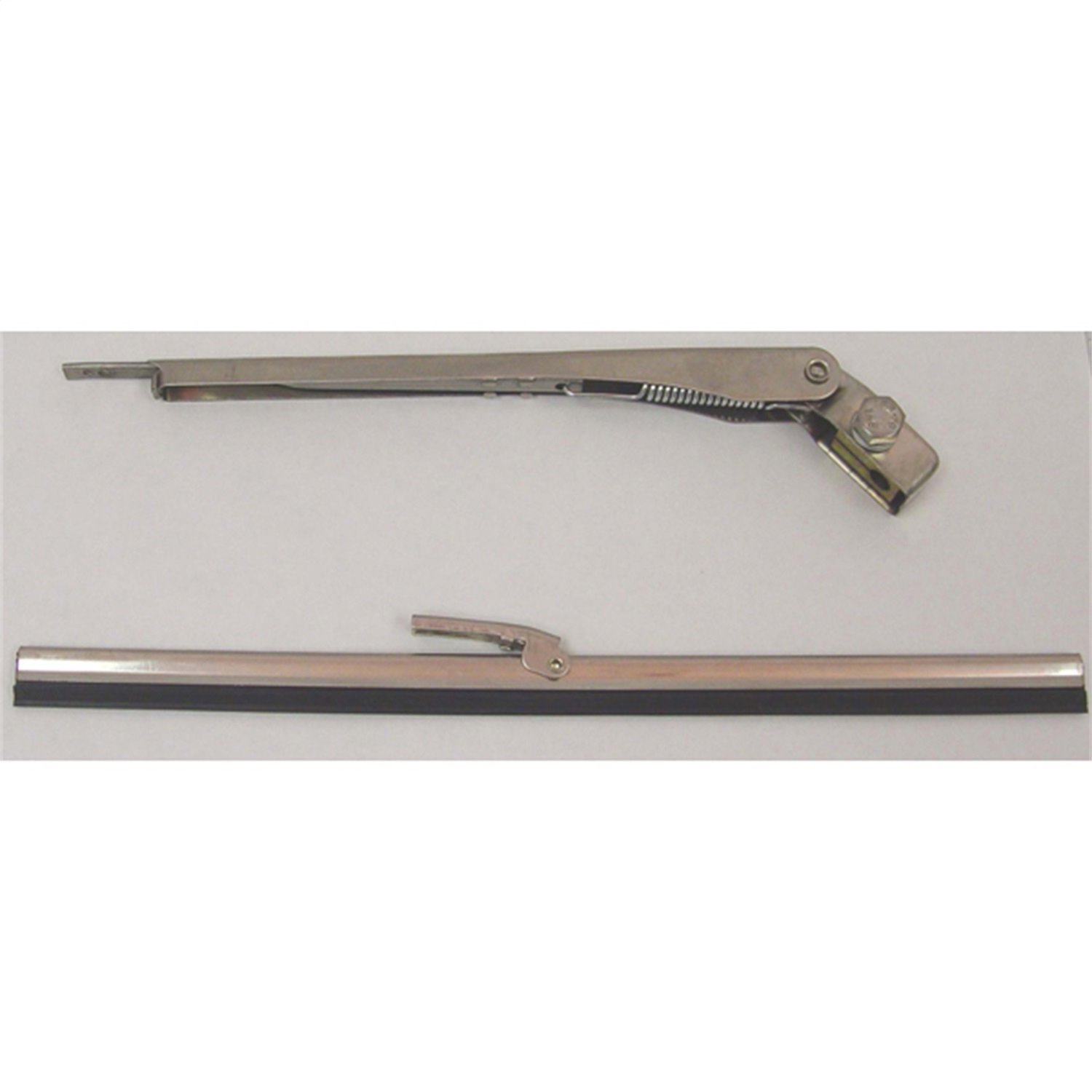 This stainless steel electric windshield wiper arm and blade kit from Omix-ADA fits 41-68 Willys and Jeep models.